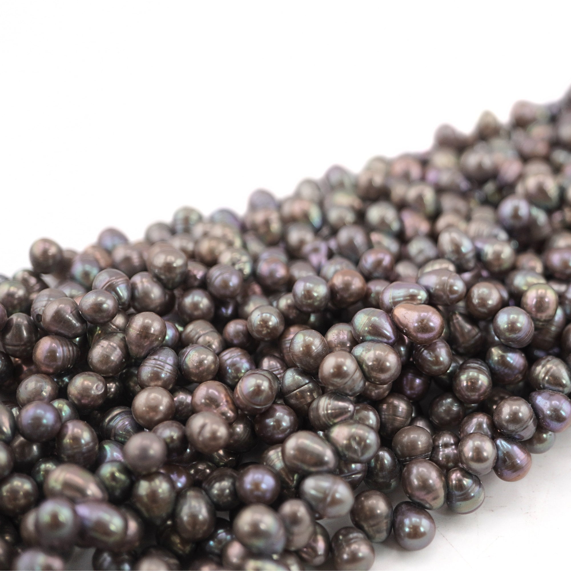 9 x 6 - 6 MM Peacock Oval Freshwater Pearls Beads