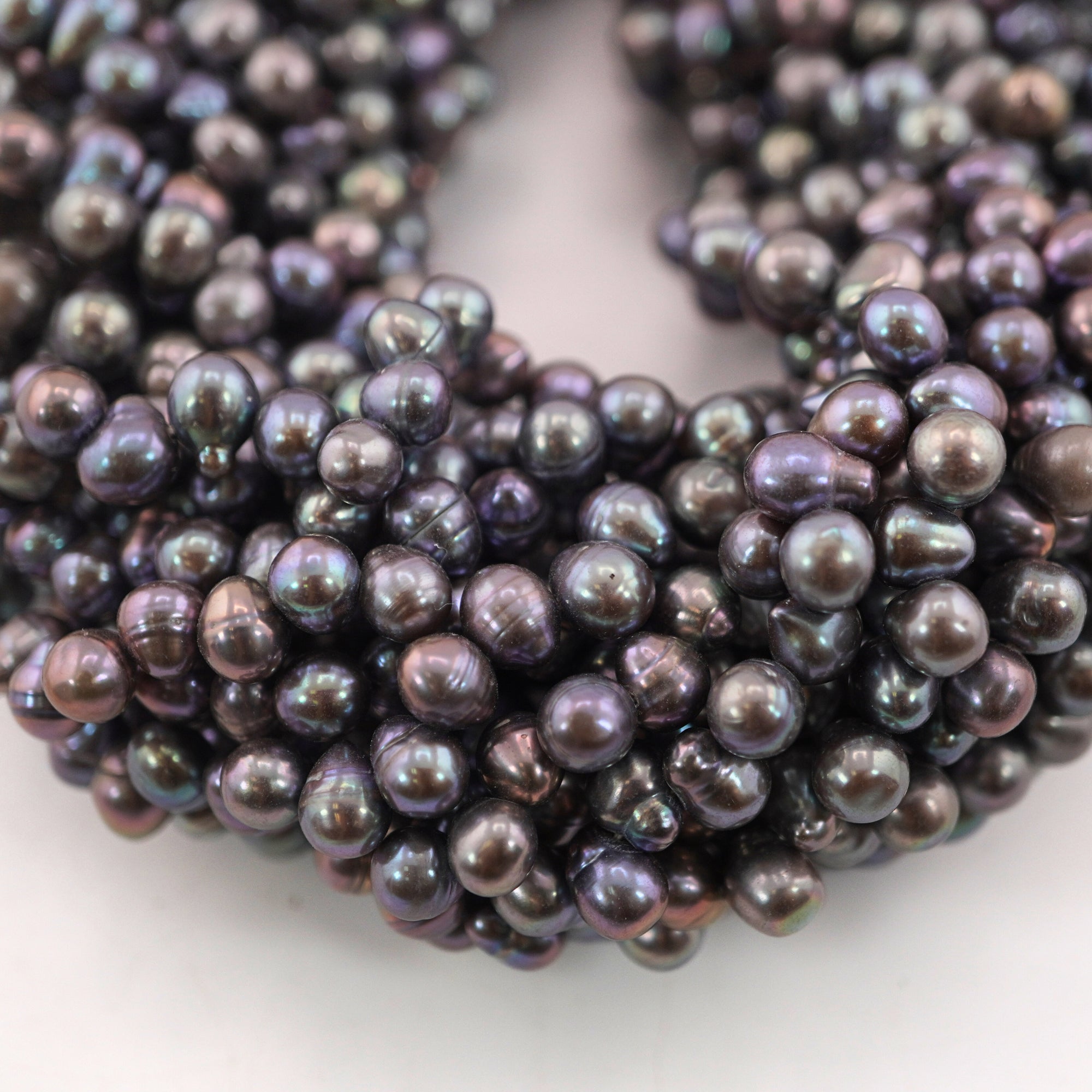 7 x 6 MM Peacock Oval Freshwater Pearls Beads