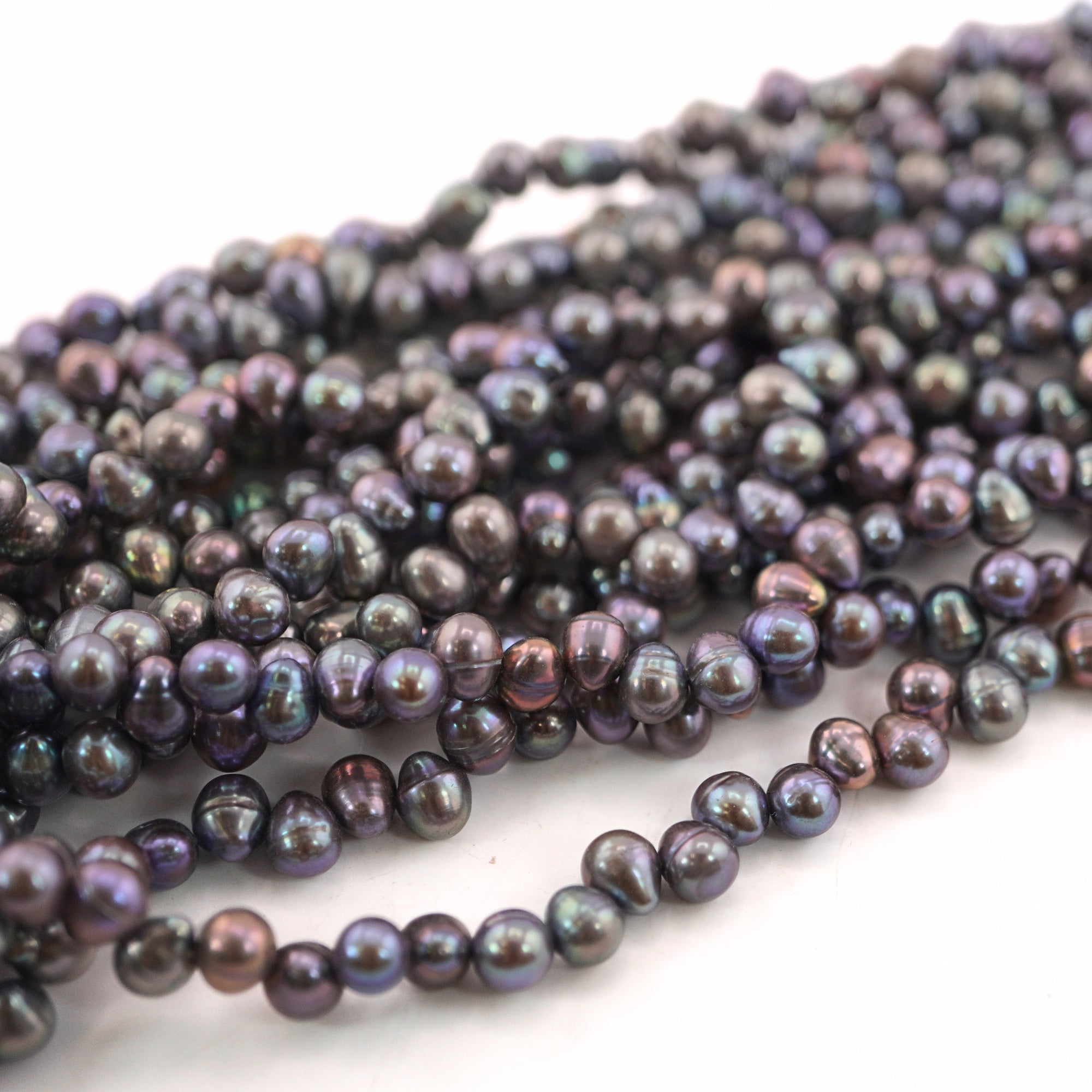 7 x 6 MM Peacock Oval Freshwater Pearls Beads