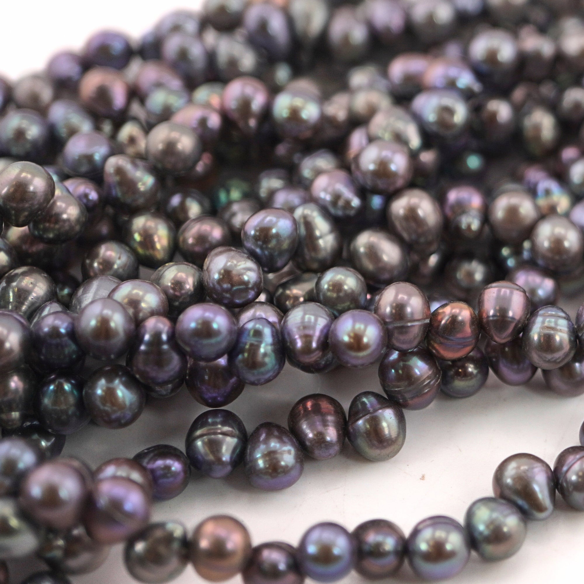 7 x 6 MM Peacock Oval Freshwater Pearls Beads