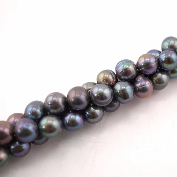 8 x 7 - 7 MM Peacock Near Round Freshwater Pearls Beads