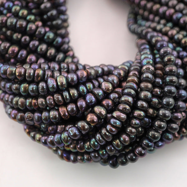 5 x 3 - 5 MM Peacock Button Freshwater Pearls Beads