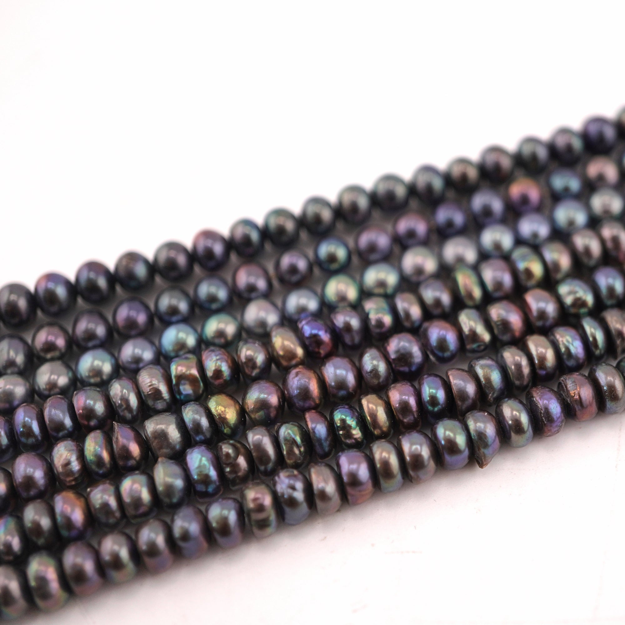 5 x 3 - 5 MM Peacock Button Freshwater Pearls Beads