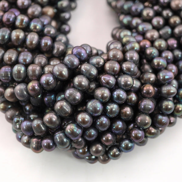 9 x 7 - 8 x 7 MM Peacock Oval Freshwater Pearls Beads