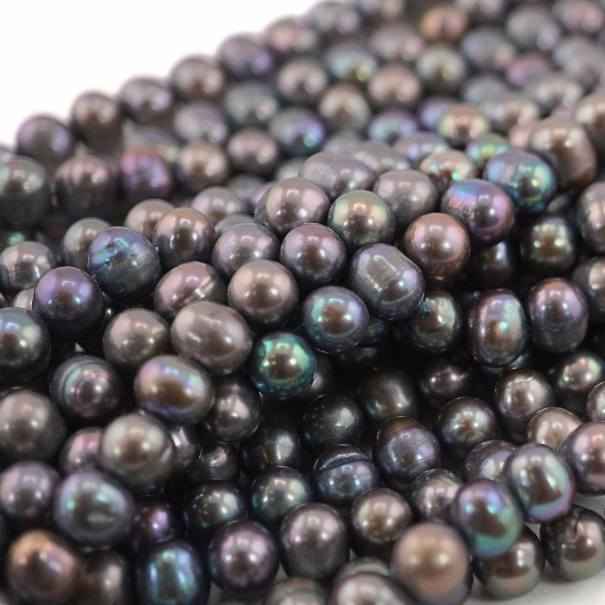 9 x 7 - 8 x 7 MM Peacock Oval Freshwater Pearls Beads