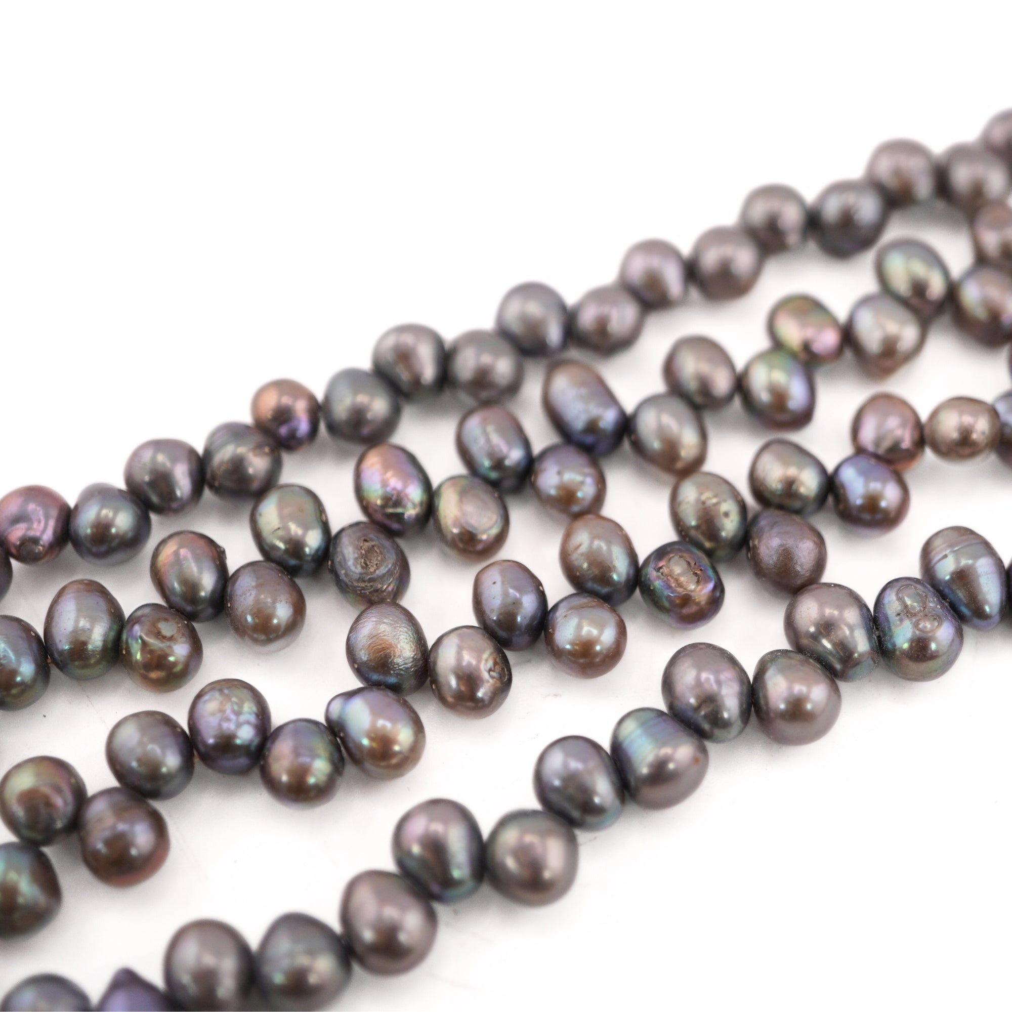 6 x 5 - 6 x 6 MM Peacock Oval Freshwater Pearls Beads