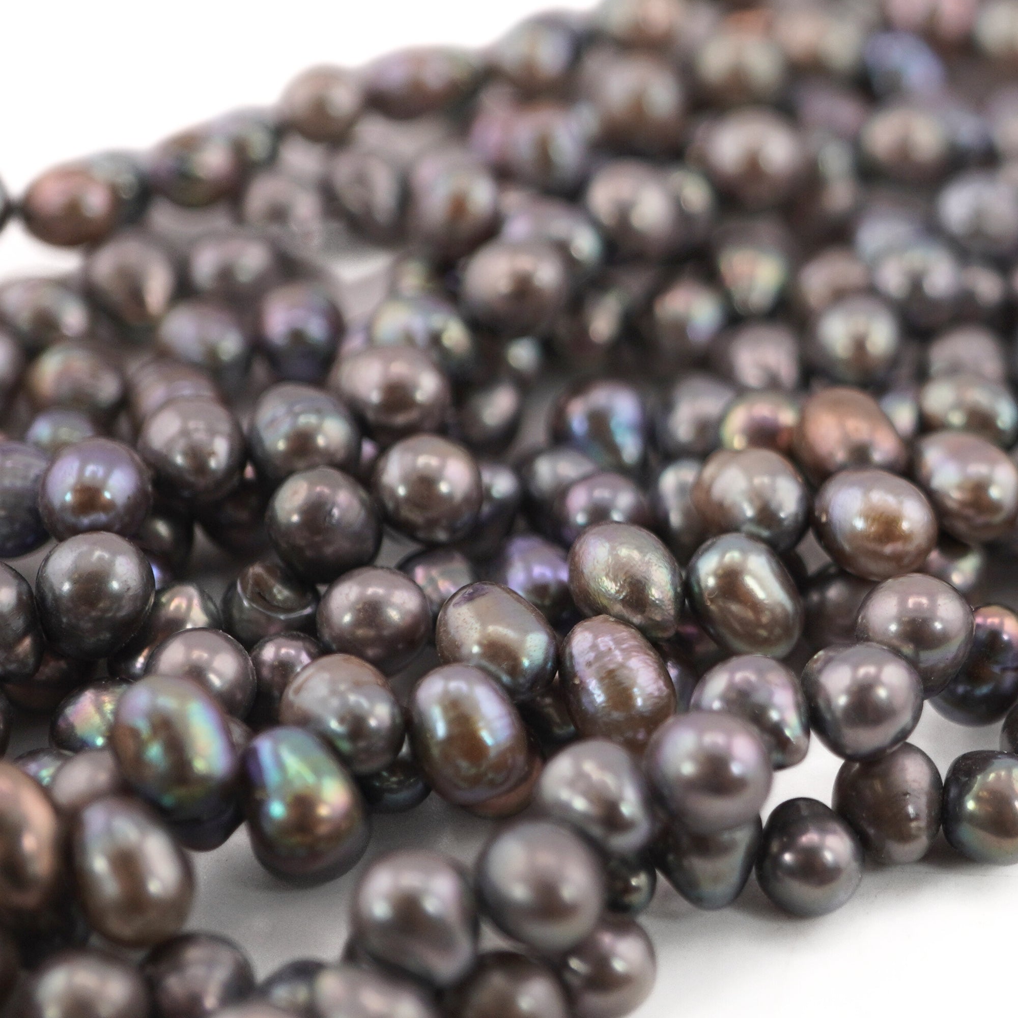 6 x 5 - 6 x 6 MM Peacock Oval Freshwater Pearls Beads