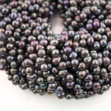 7 x 6 MM Peacock Potato Freshwater Pearls Beads