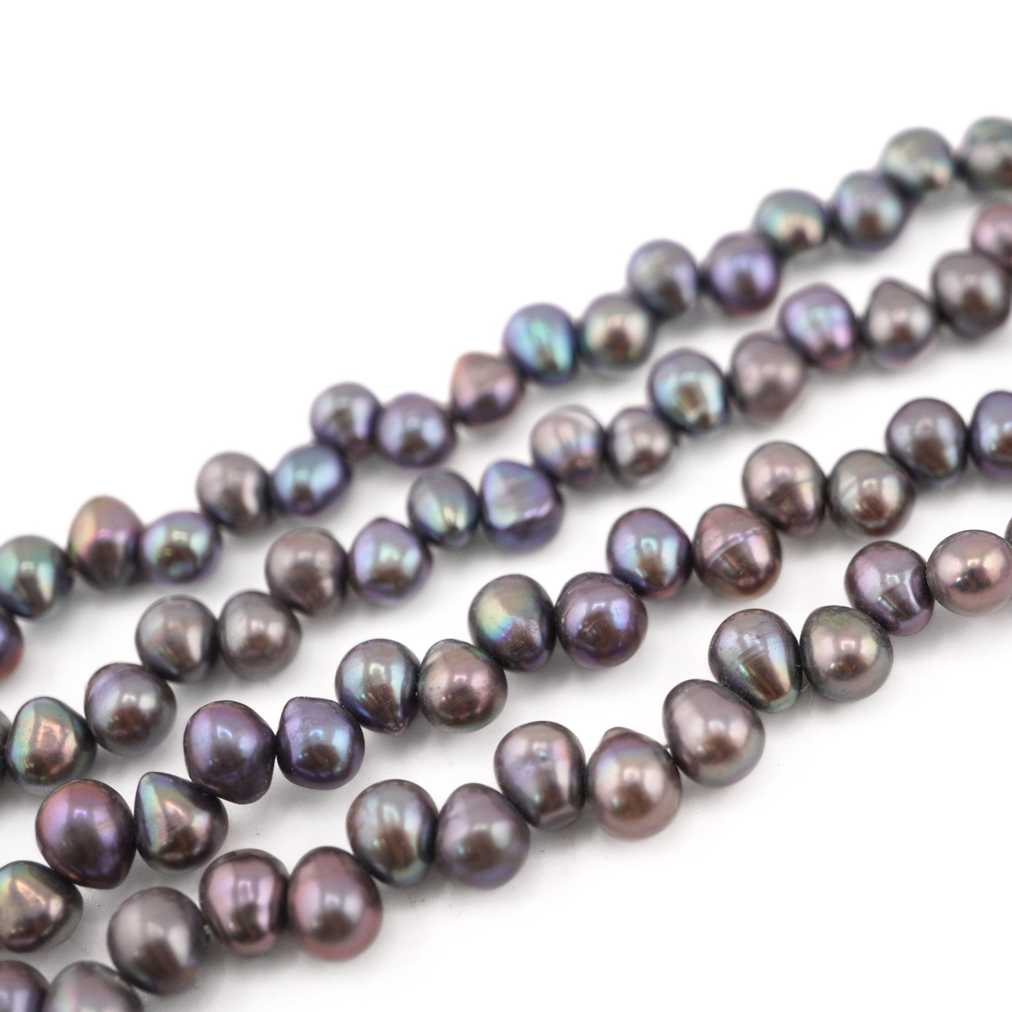 7 x 6 MM Peacock Potato Freshwater Pearls Beads