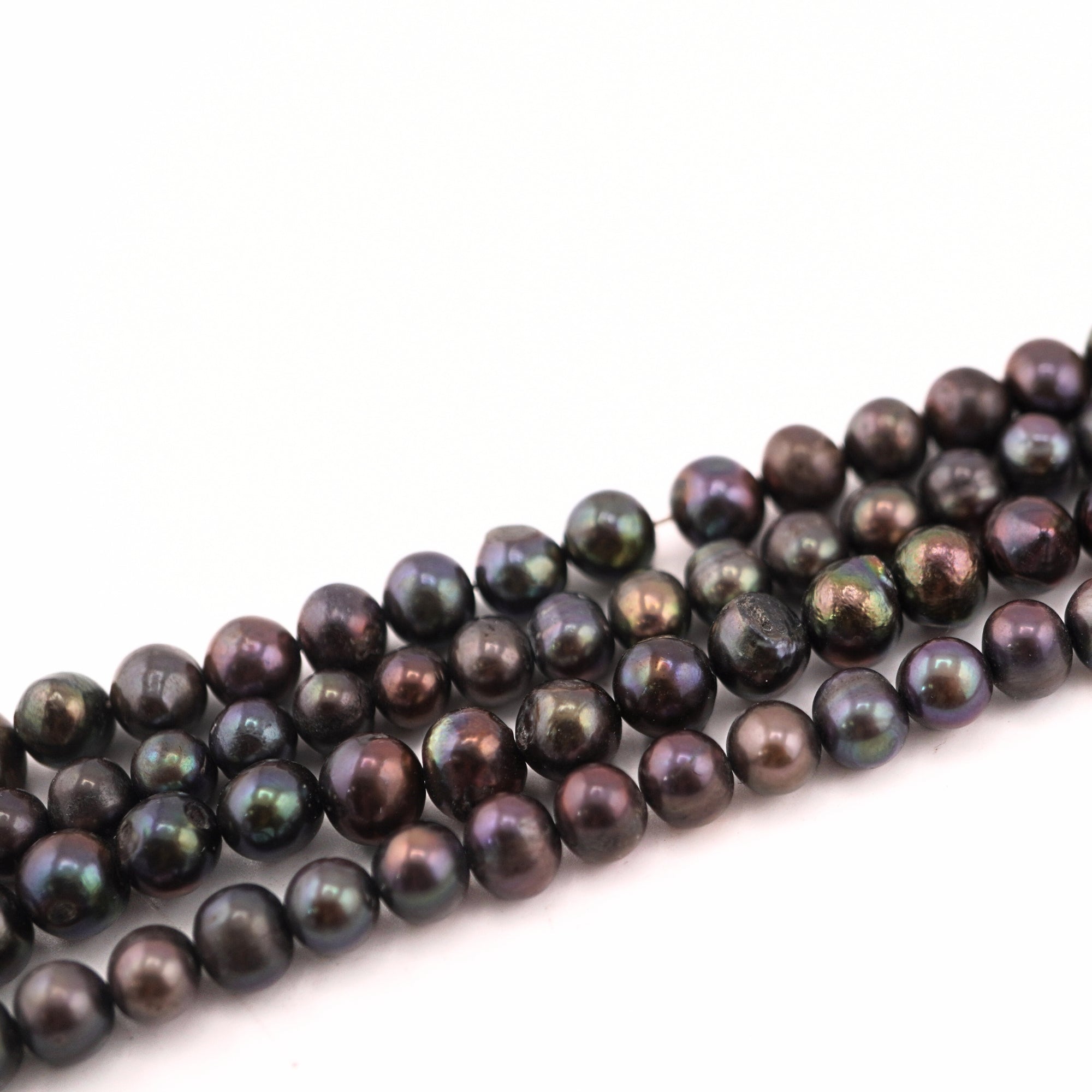 7 x 6 - 6 MM Peacock Potato Freshwater Pearls Beads