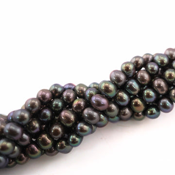 7 x 6 - 6 MM Peacock Potato Freshwater Pearls Beads