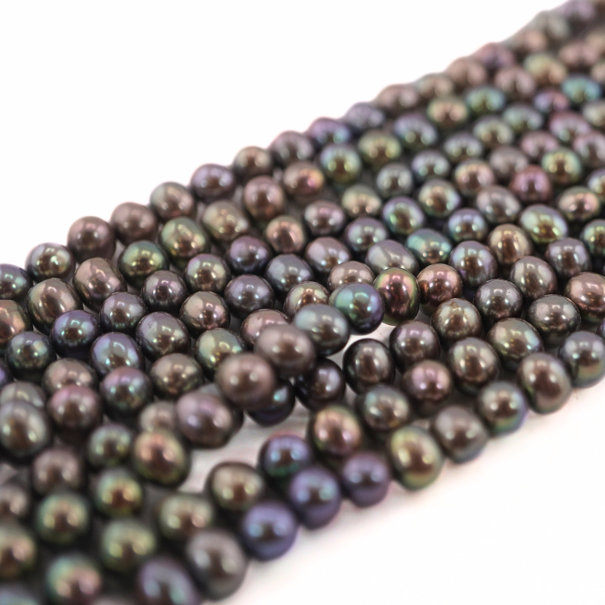 7 x 6 - 6 MM Peacock Potato Freshwater Pearls Beads