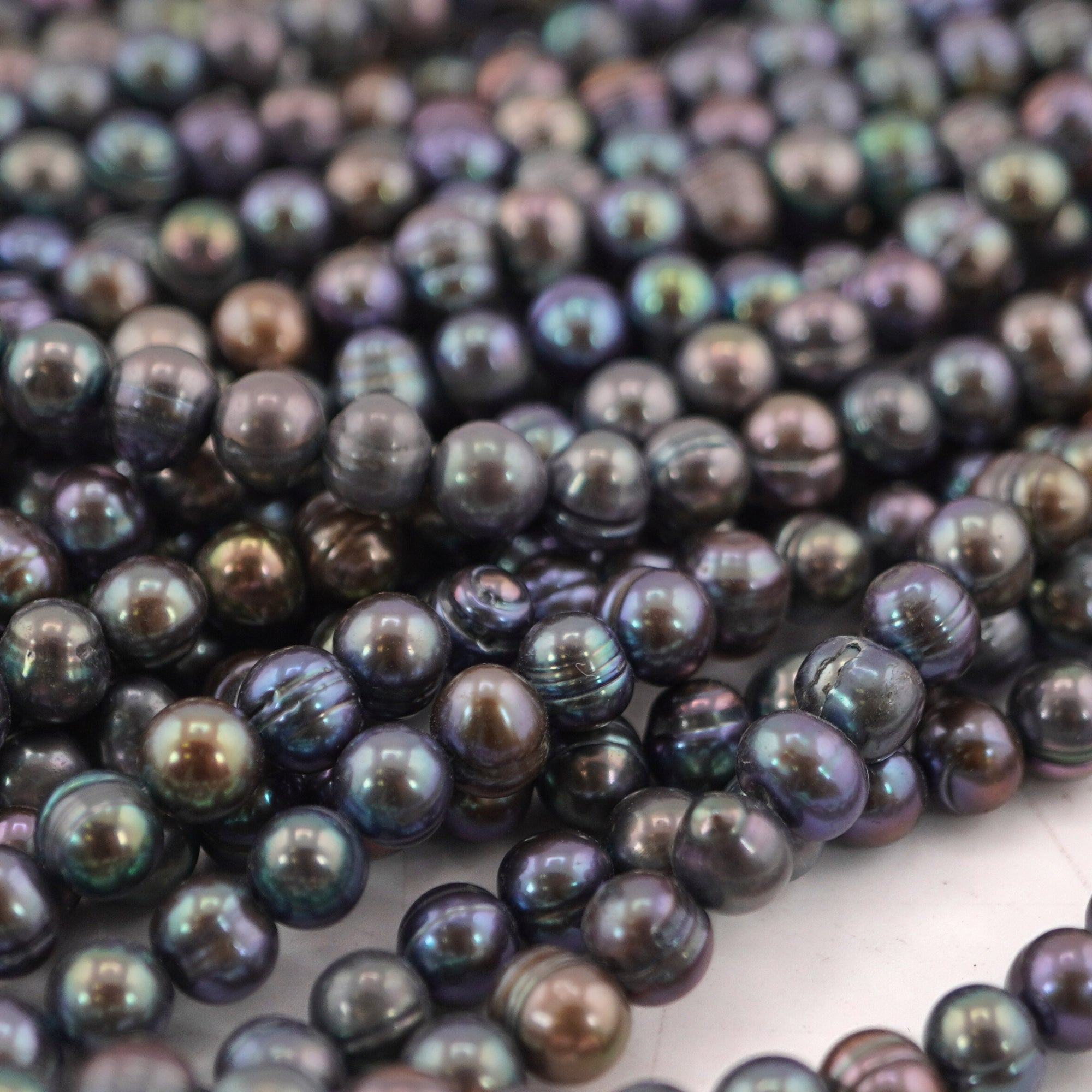 7 x 6 - 6 MM Peacock Potato Freshwater Pearls Beads