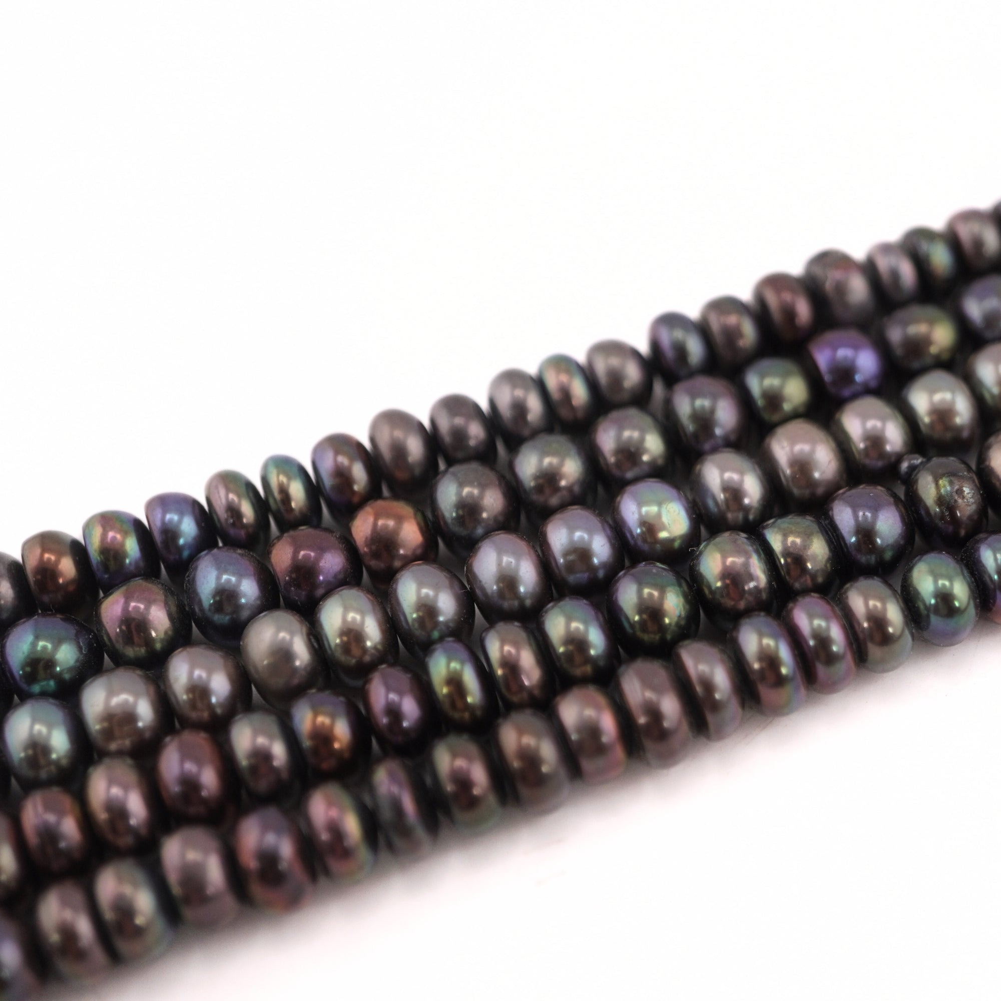 7 x 6 - 7 x 4 MM Peacock Button Freshwater Pearls Beads