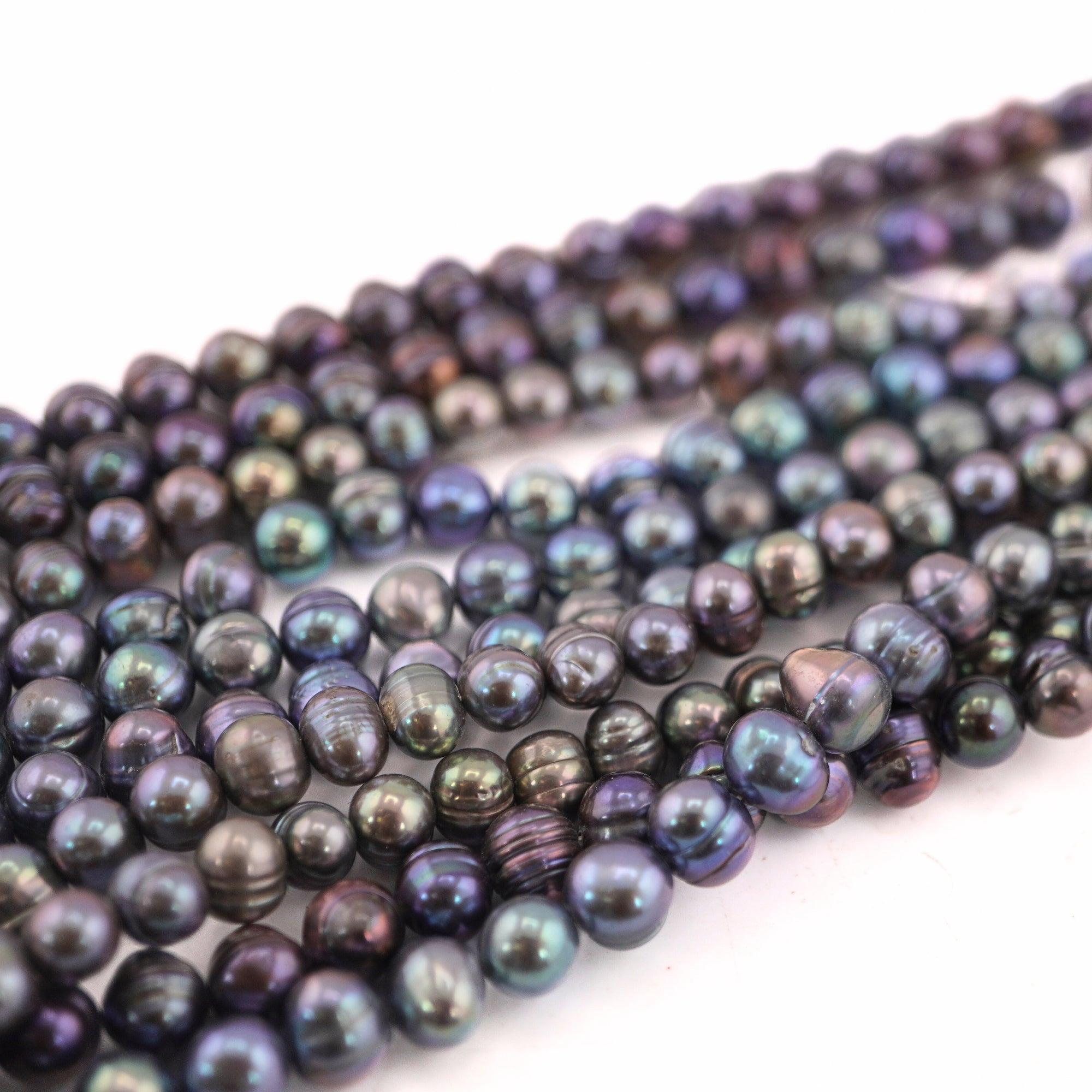 9 x 6 - 7 MM Peacock Oval Freshwater Pearls Beads