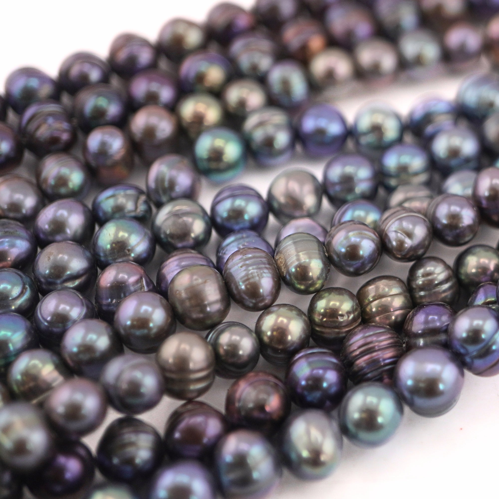 9 x 6 - 7 MM Peacock Oval Freshwater Pearls Beads