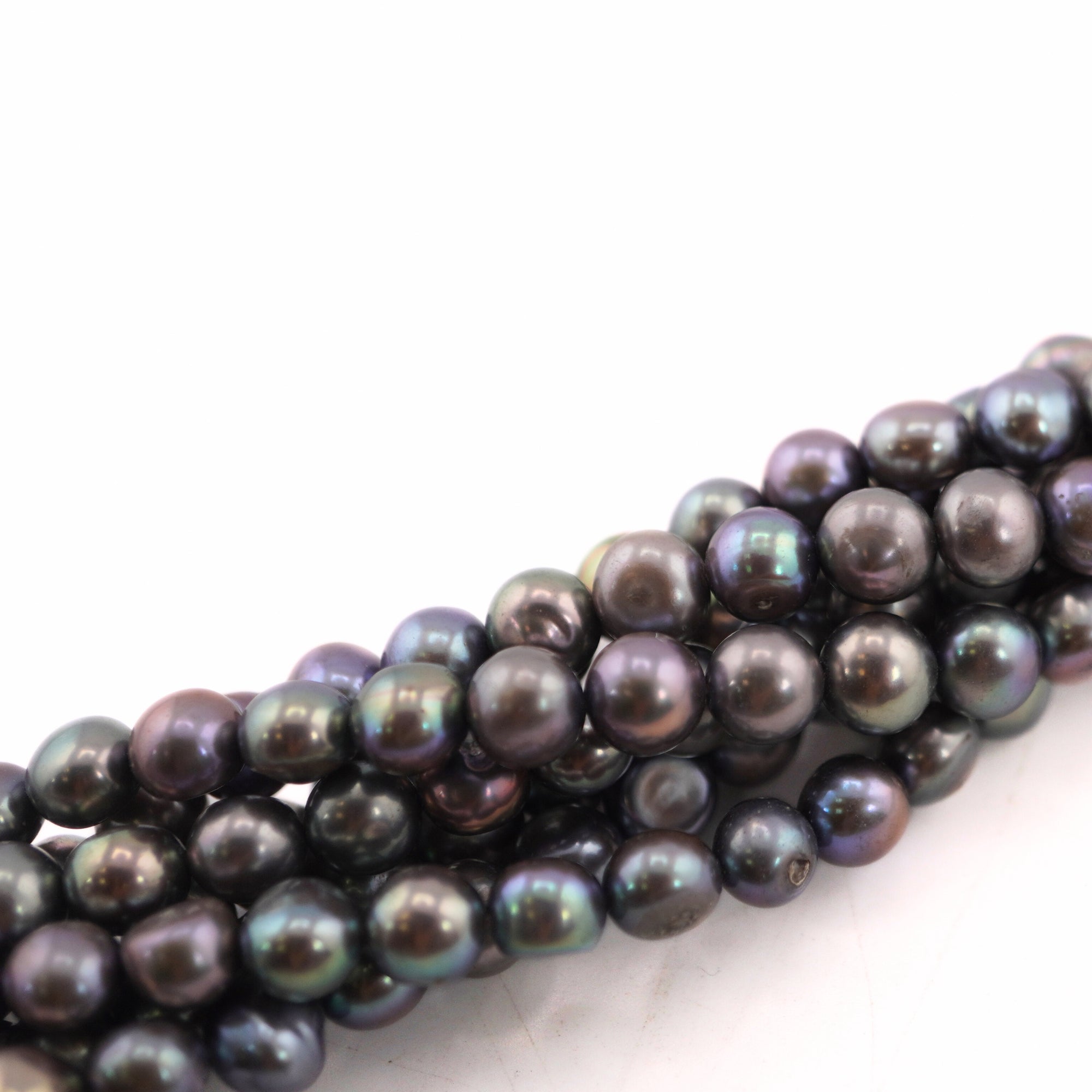 6 MM Peacock Near Round Freshwater Pearls Beads