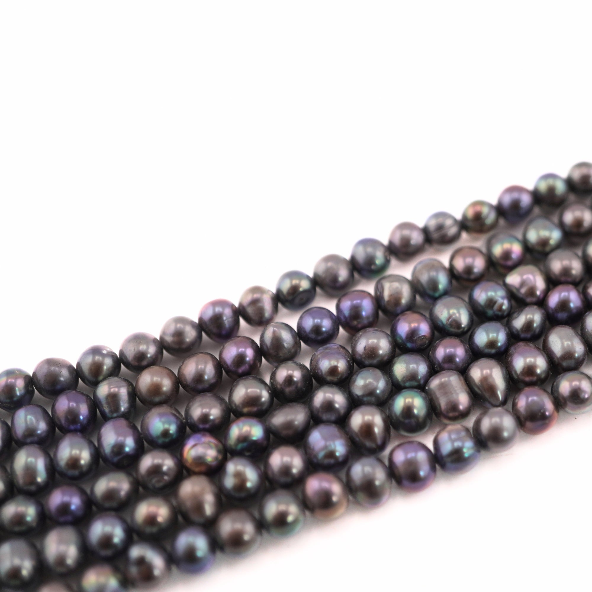 7 x 6 - 6 MM Peacock Potato Freshwater Pearls Beads