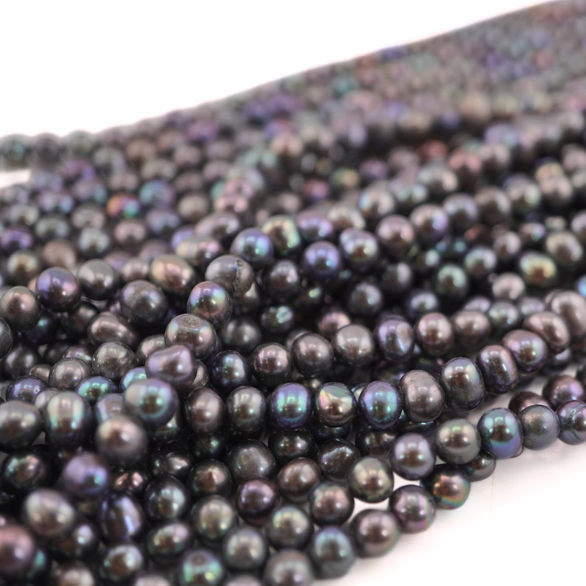 7 x 6 - 6 MM Peacock Potato Freshwater Pearls Beads