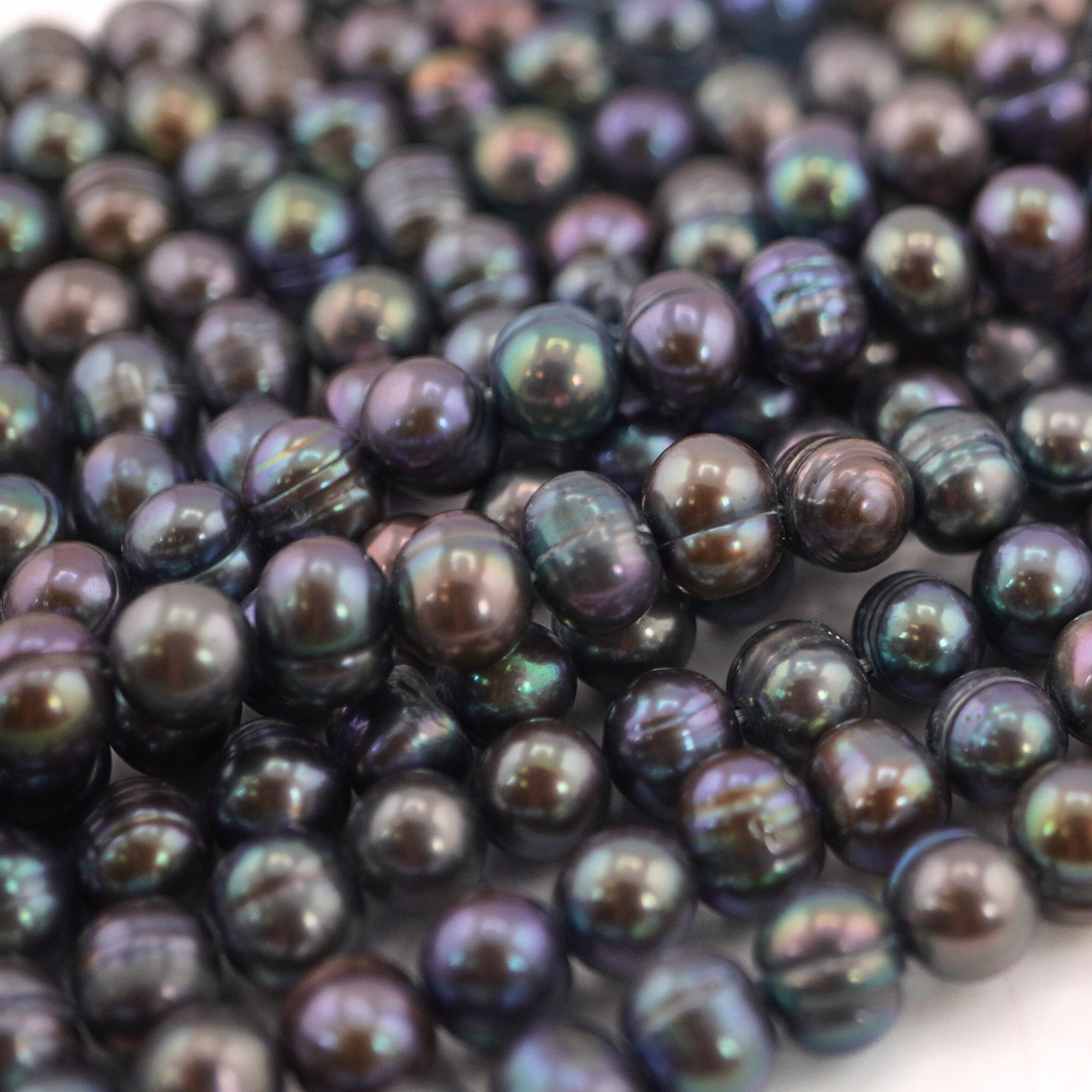 8 x 6 - 6 MM Peacock Potato Freshwater Pearls Beads