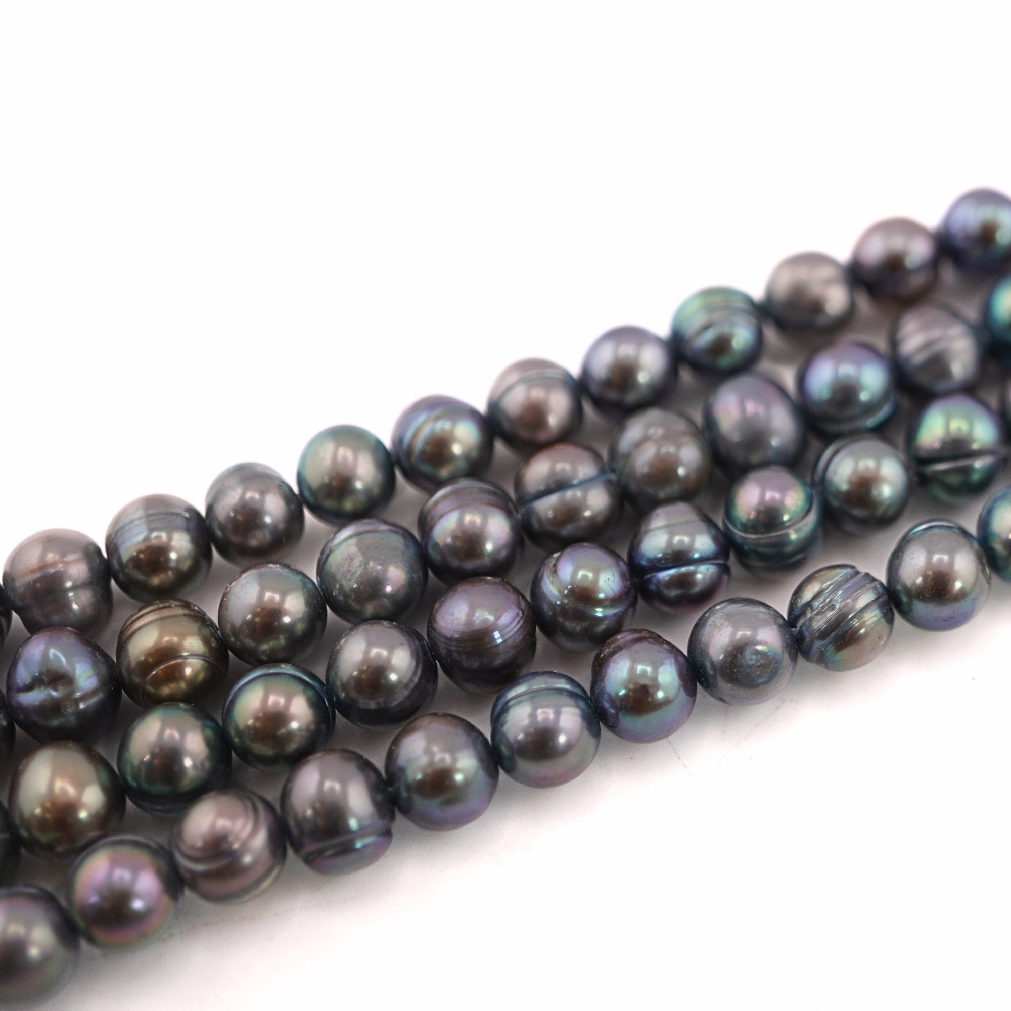 7 x 6 - 6 MM Peacock Potato Freshwater Pearls Beads