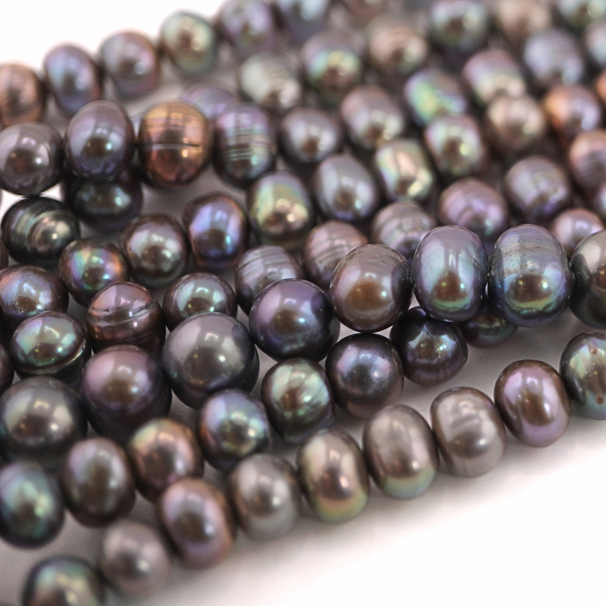 8 x 6 MM Peacock Potato Freshwater Pearls Beads