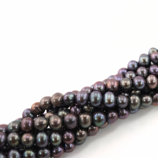 7 x 6 - 6 MM Peacock Potato Freshwater Pearls Beads