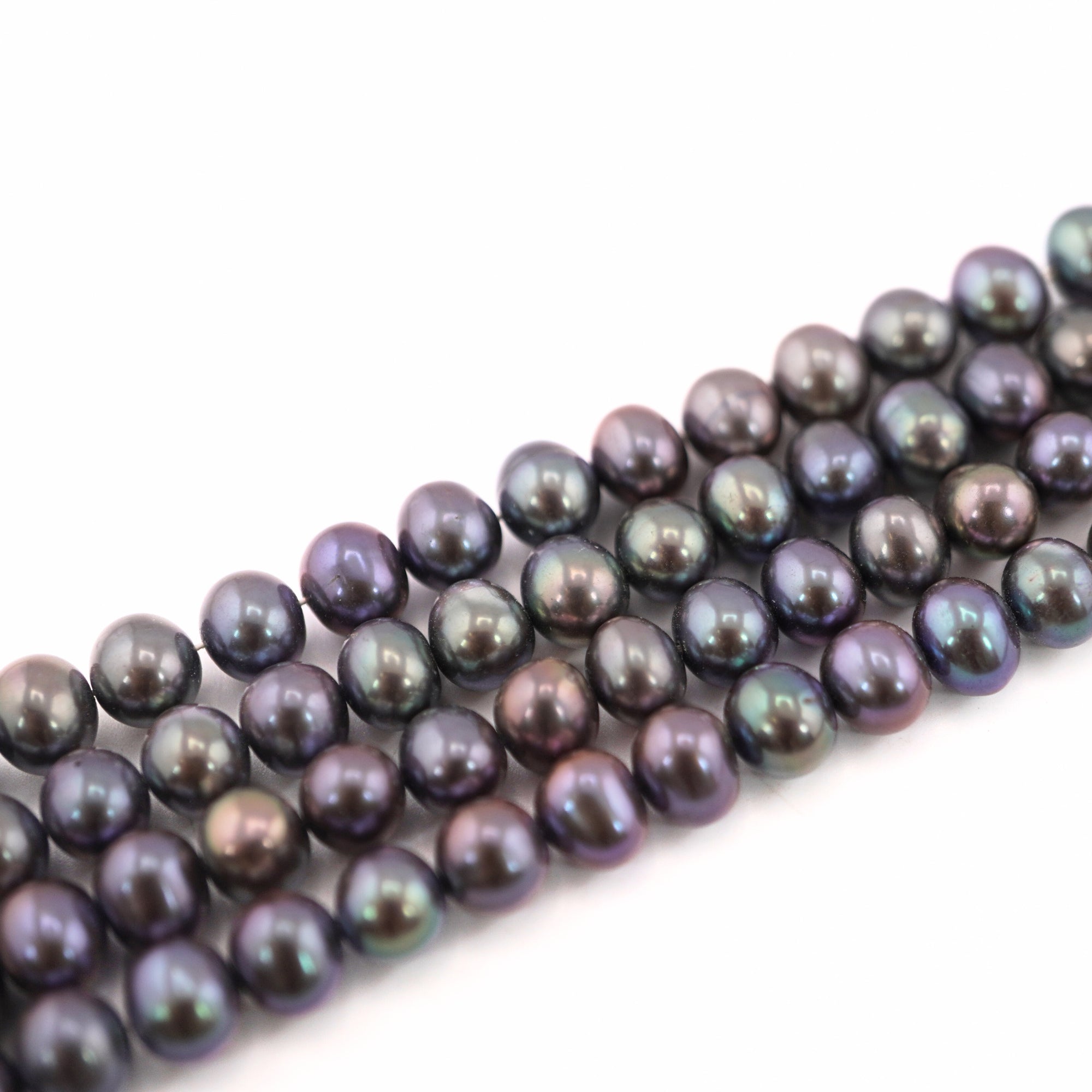 7 x 6 - 6 MM Peacock Potato Freshwater Pearls Beads