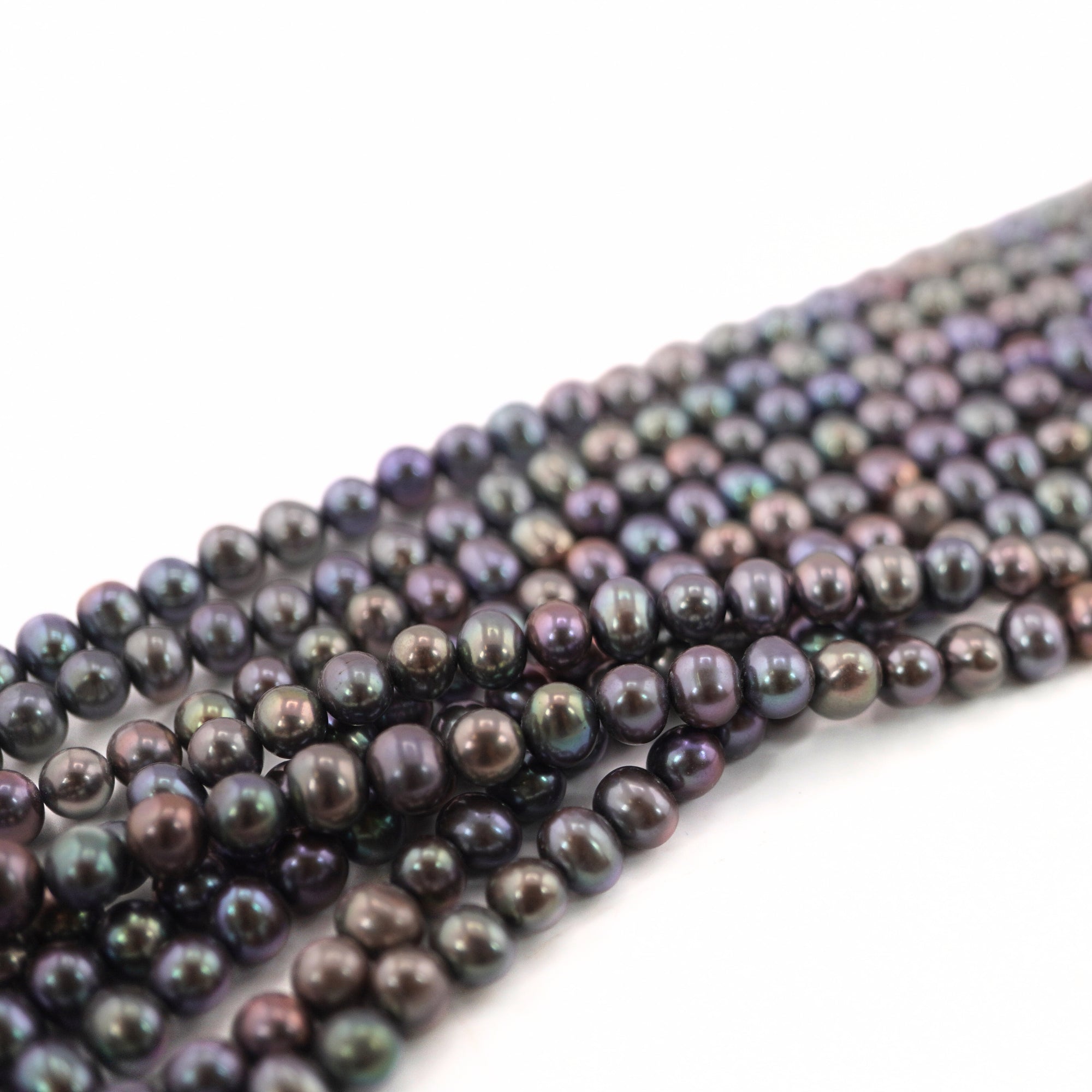 7 x 6 - 6 MM Peacock Potato Freshwater Pearls Beads