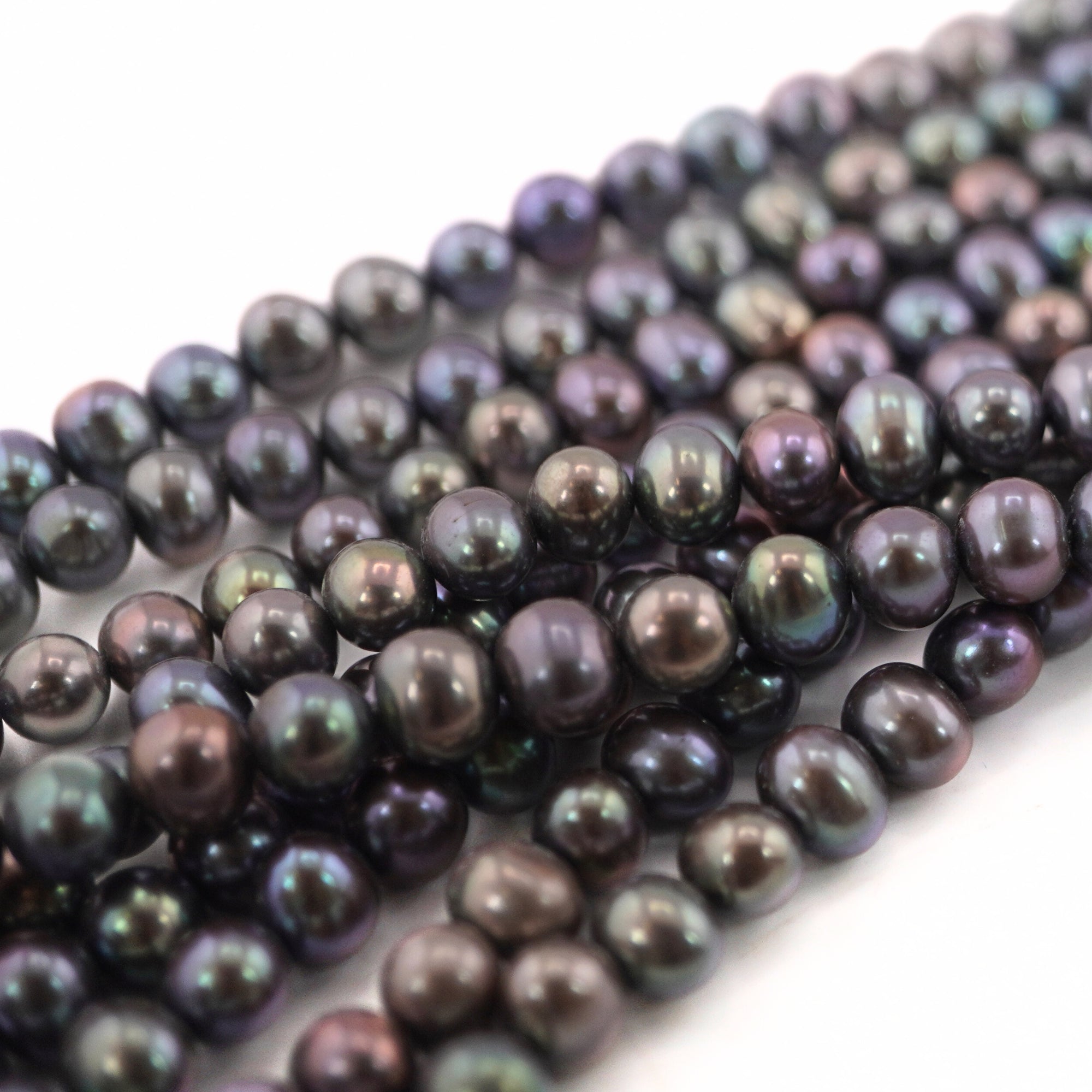 7 x 6 - 6 MM Peacock Potato Freshwater Pearls Beads