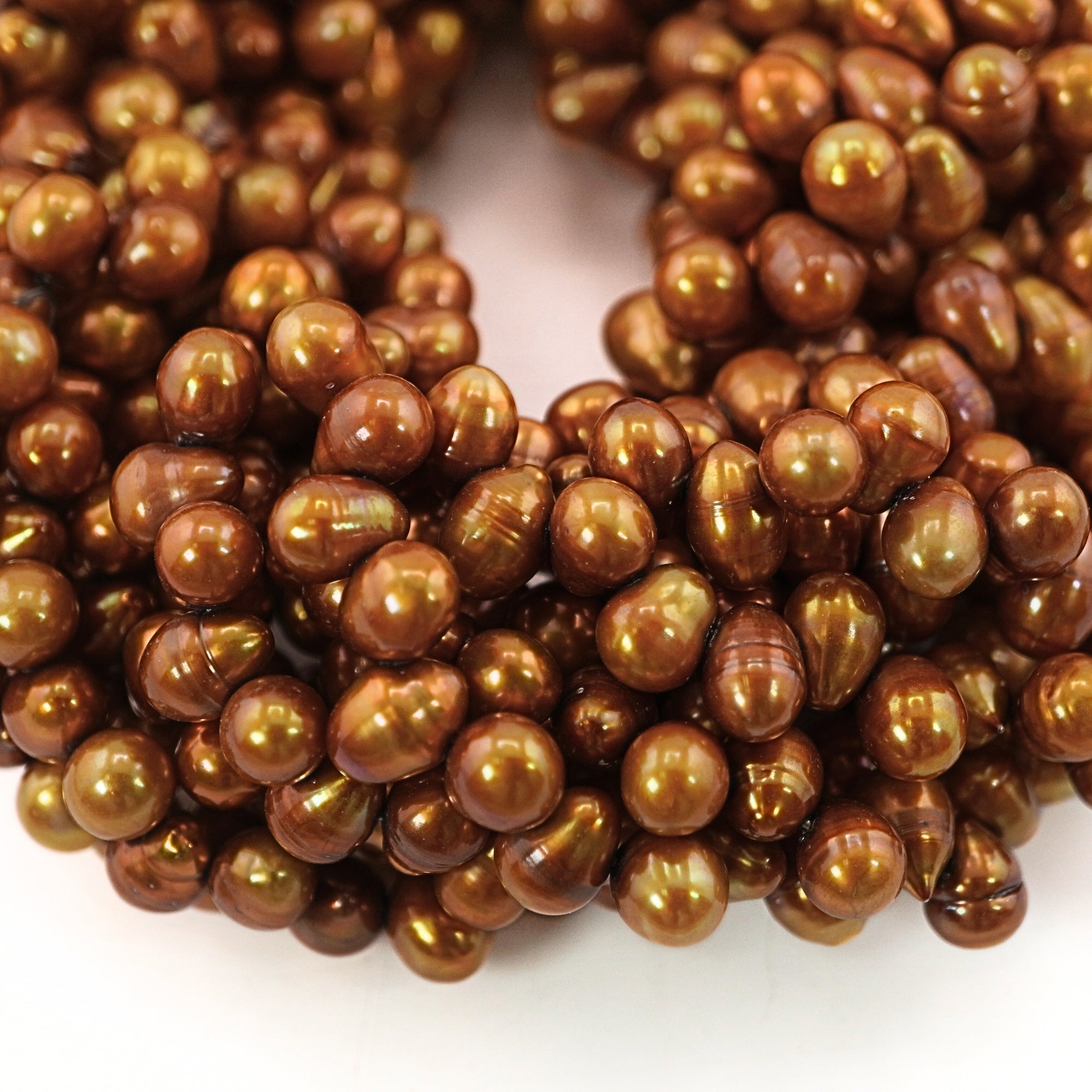 Golden Oval Freshwater Pearls Beads