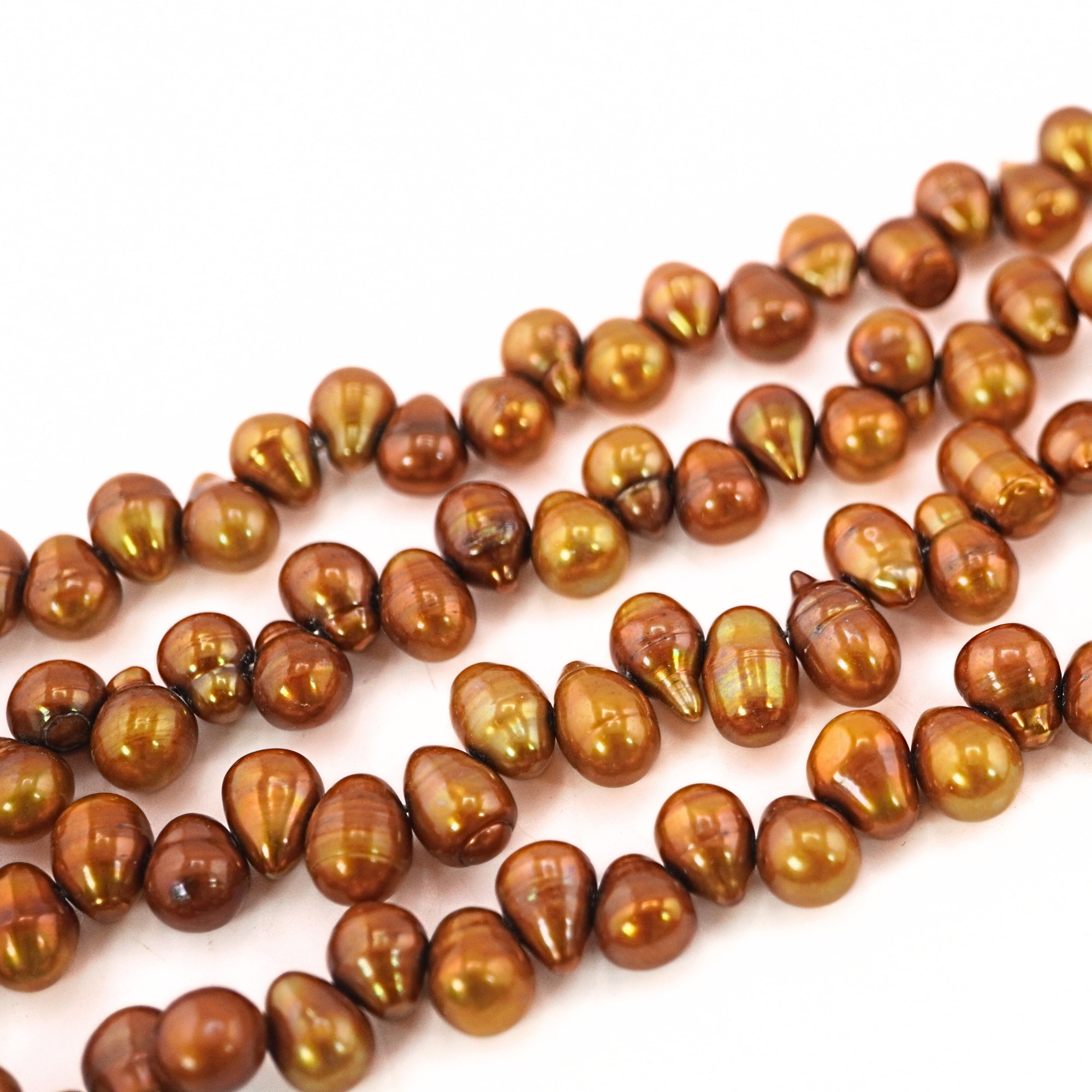 Golden Oval Freshwater Pearls Beads