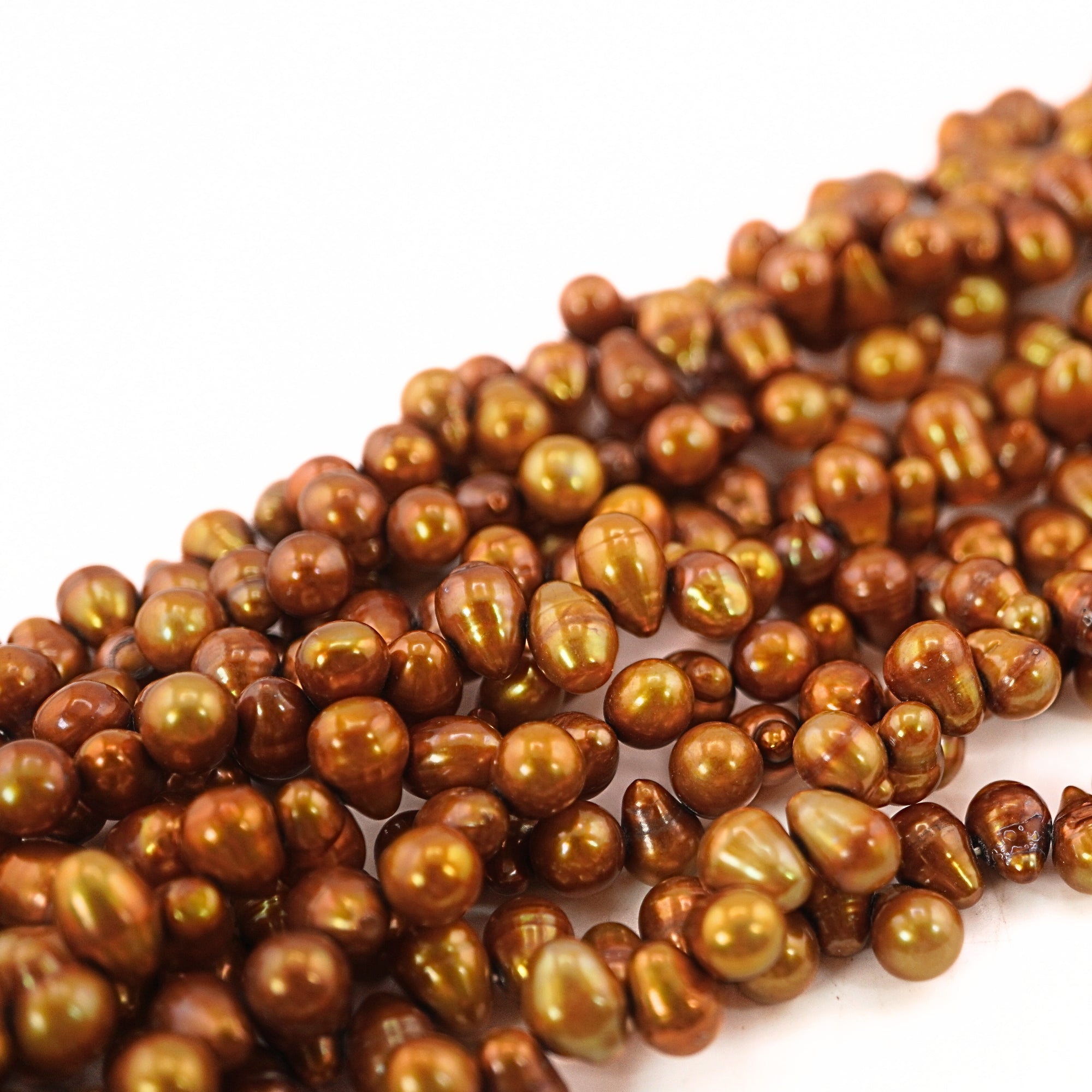 Golden Oval Freshwater Pearls Beads