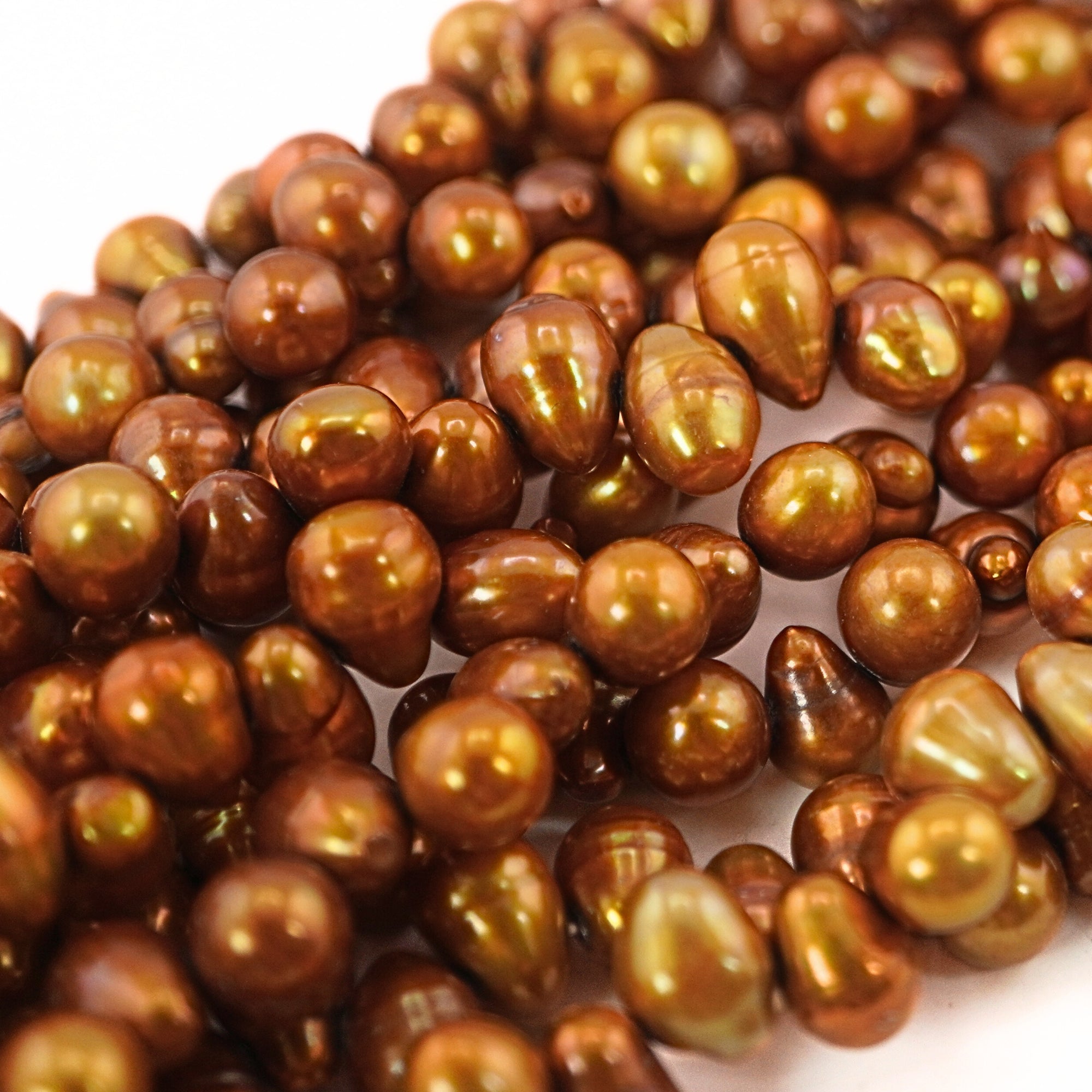 Golden Oval Freshwater Pearls Beads