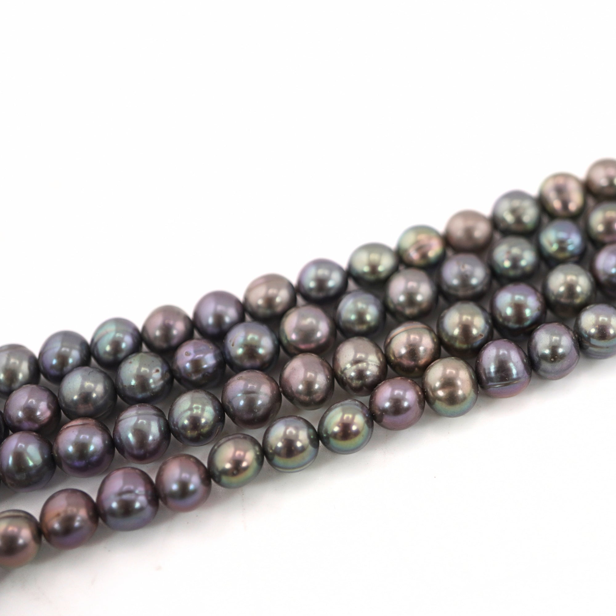 7 - 6 MM Peacock Near Round Freshwater Pearls Beads