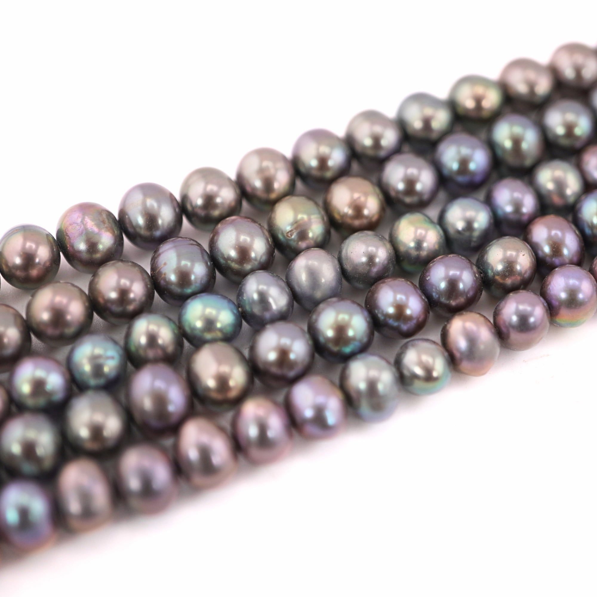 6 x 5 MM Peacock Near Round Freshwater Pearls Beads