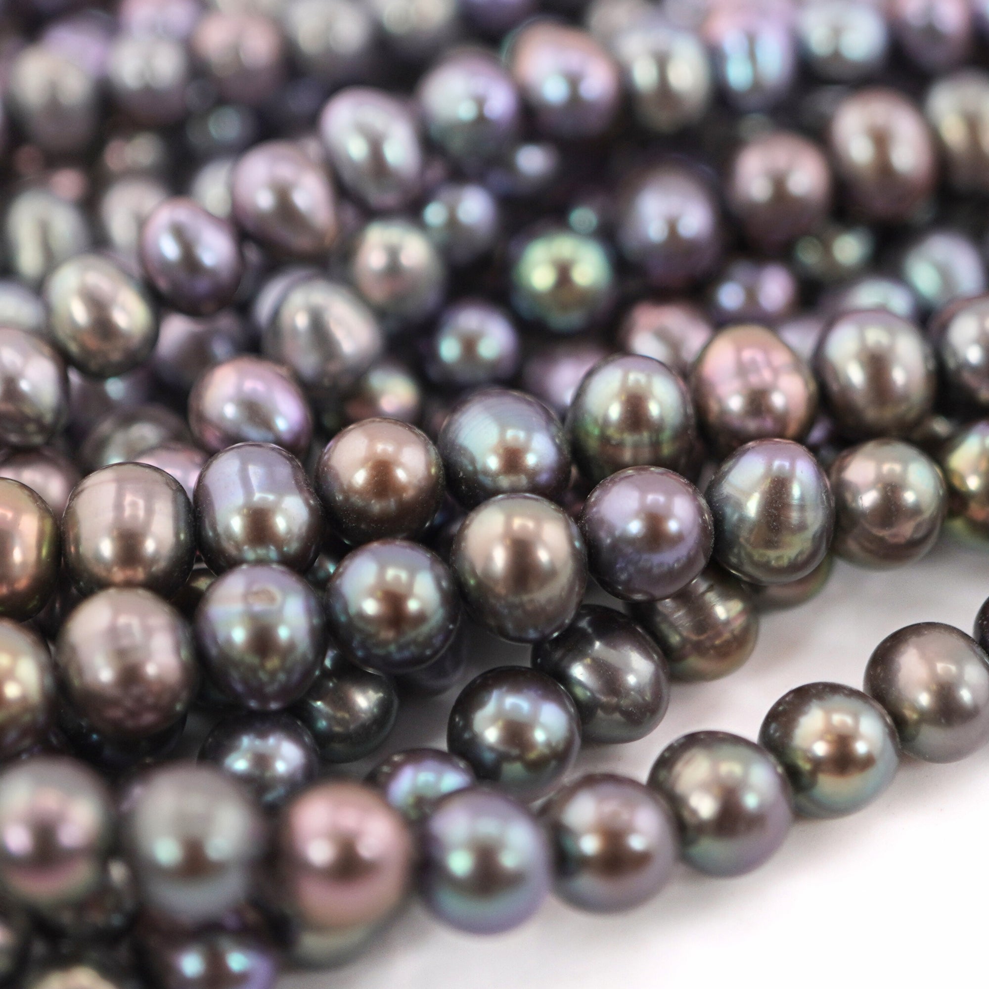 6 x 5 MM Peacock Near Round Freshwater Pearls Beads