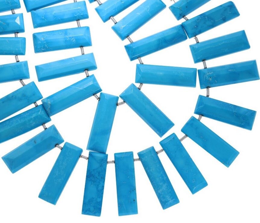 Faceted Blue Howlite  Rectangle