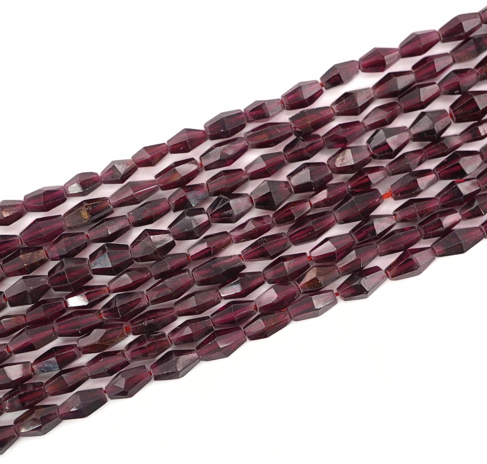 Garnet Faceted Double Cone Shape Gemstone Strand Beads