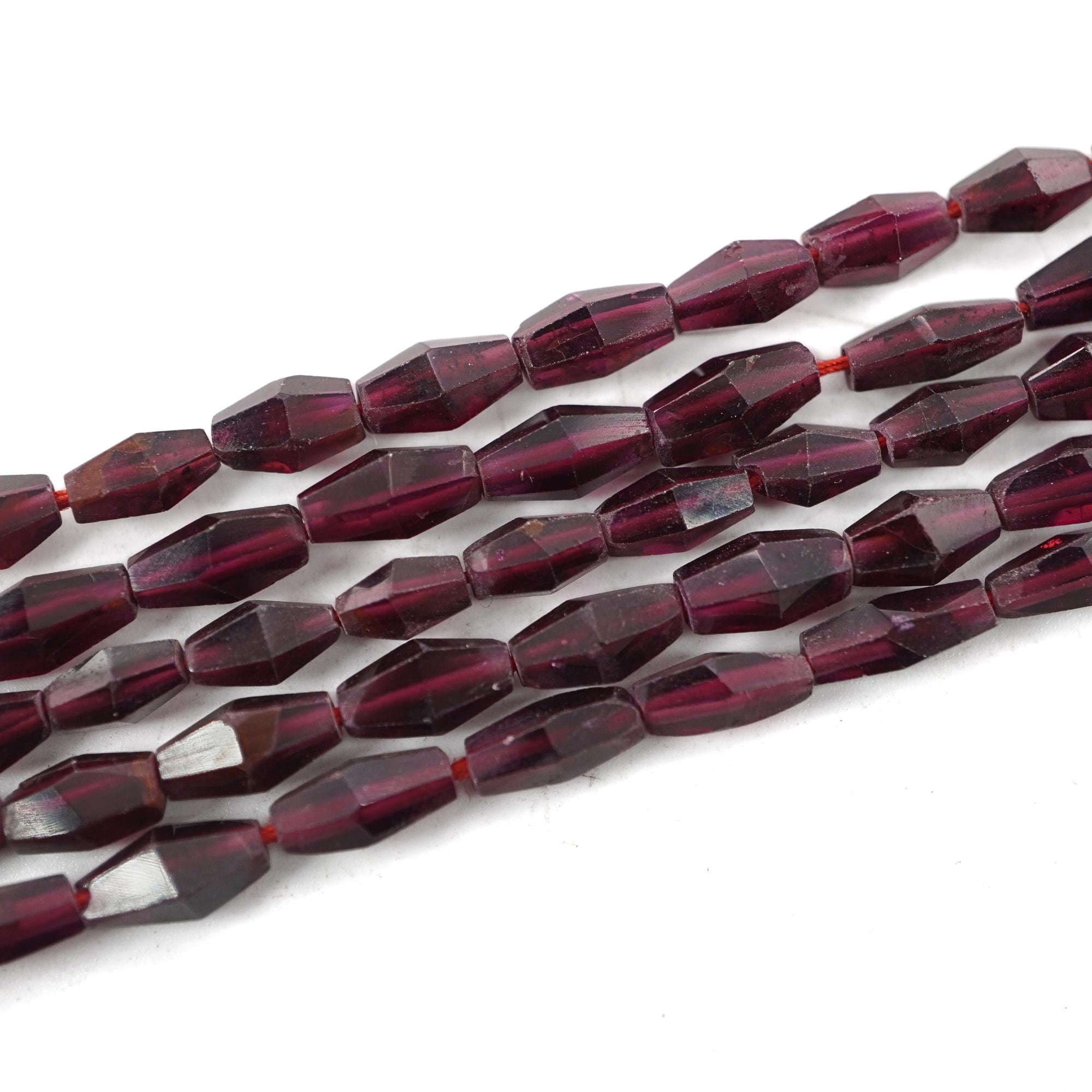 Garnet Faceted Double Cone Shape Gemstone Strand Beads 