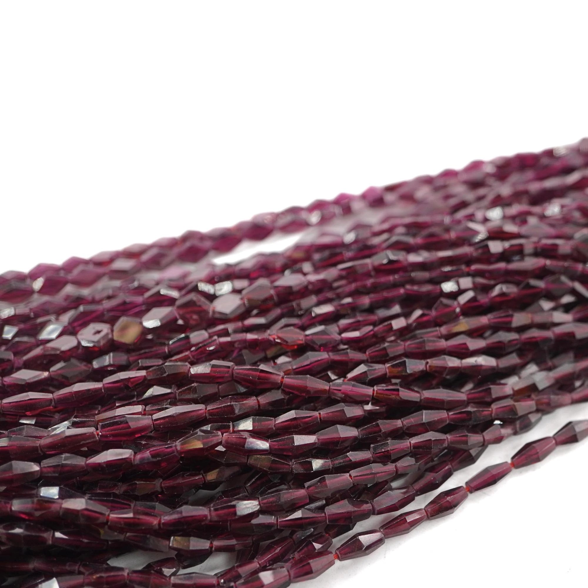 Garnet Faceted Double Cone Shape Gemstone Strand Beads 