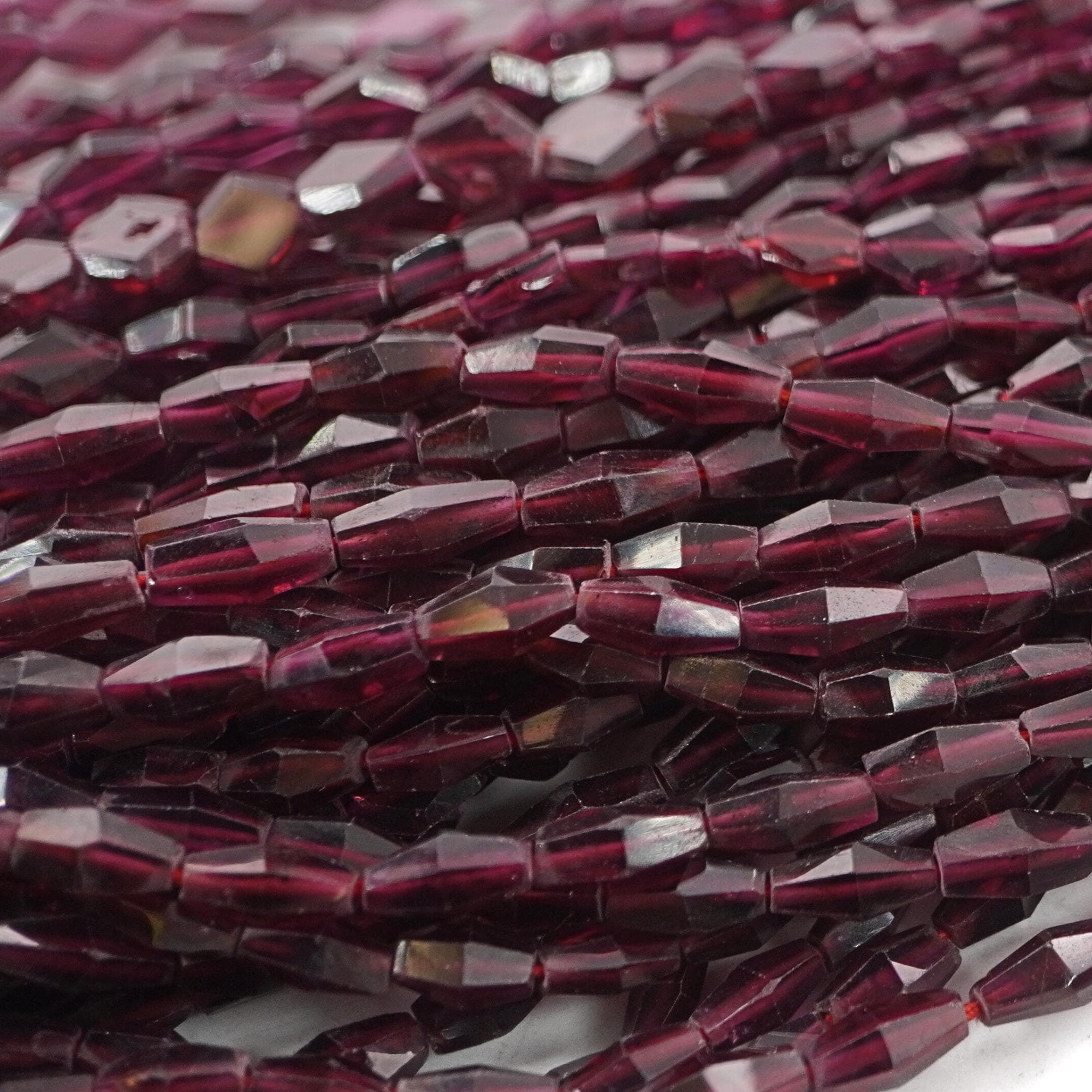 Garnet Faceted Double Cone Shape Gemstone Strand Beads 