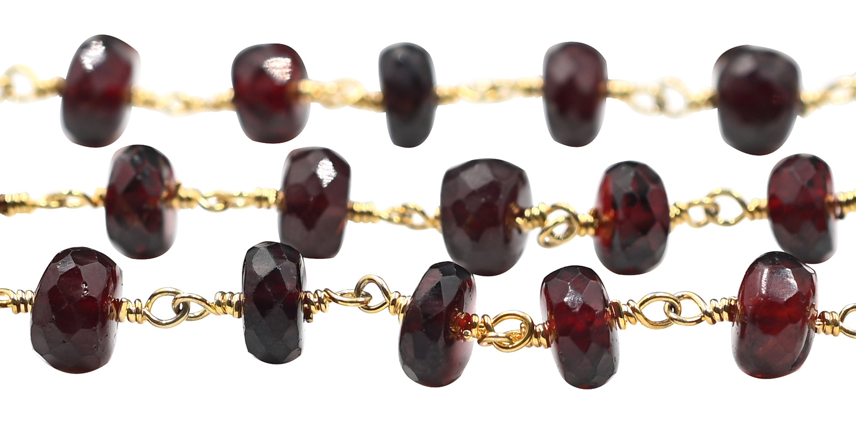 Garnet Beads Gold Plated Chain for Jewelry Making
