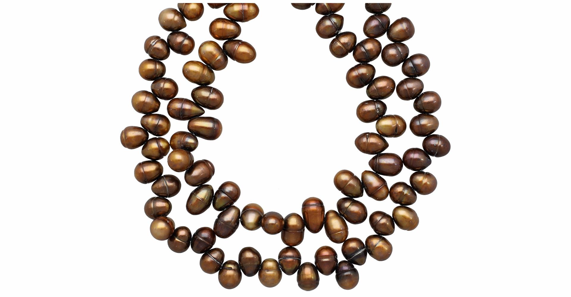 Golden Freshwater Pearl Potato Shape Beads Strand