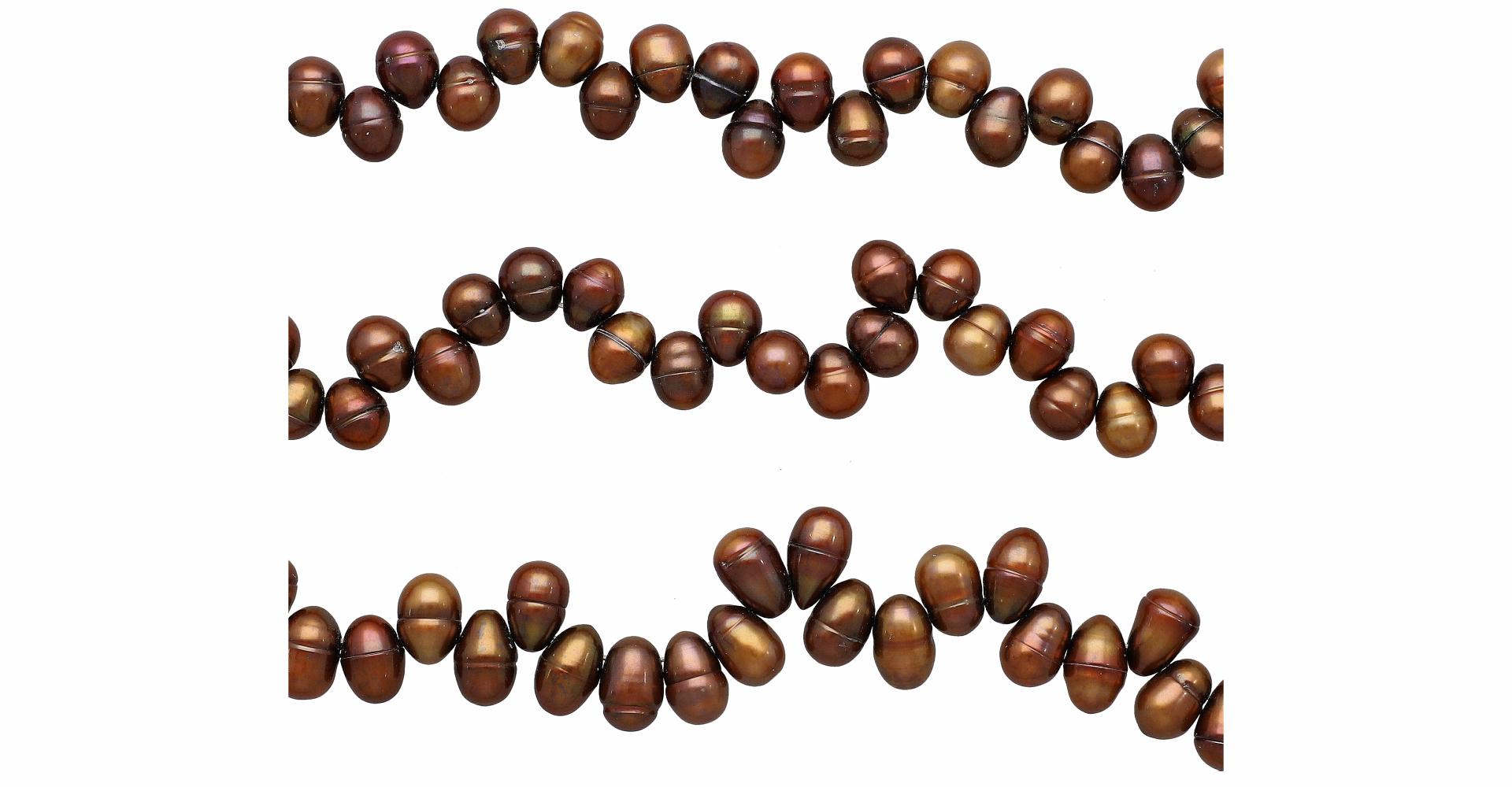 Golden Freshwater Pearl Potato Shape Beads Strand