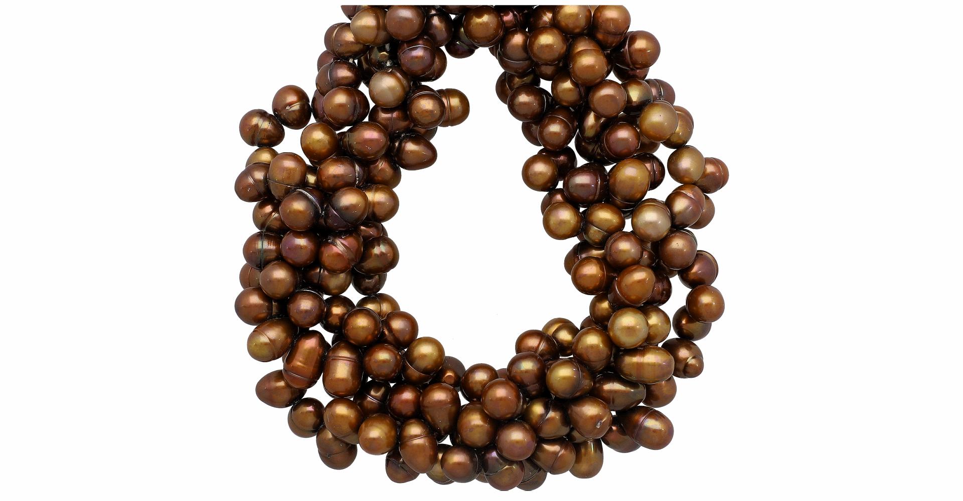 Golden Freshwater Pearl Potato Shape Beads Strand