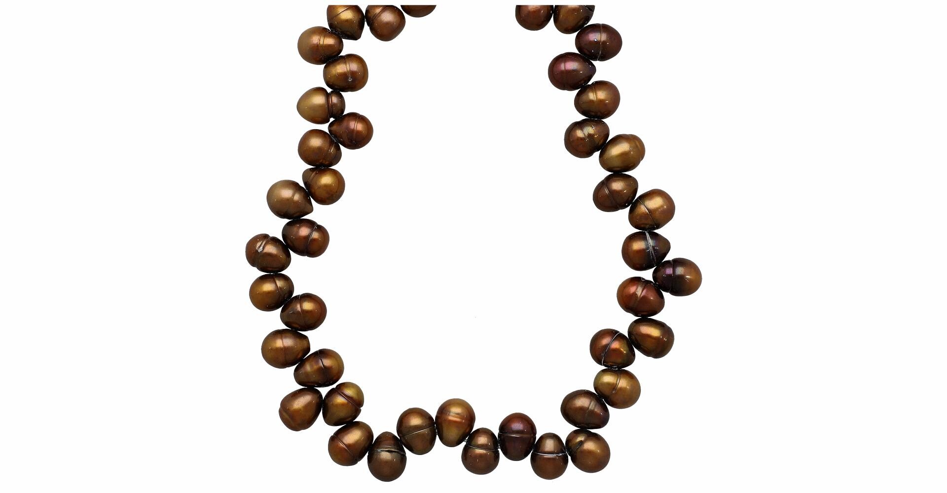 Golden Freshwater Pearl Potato Shape Beads Strand