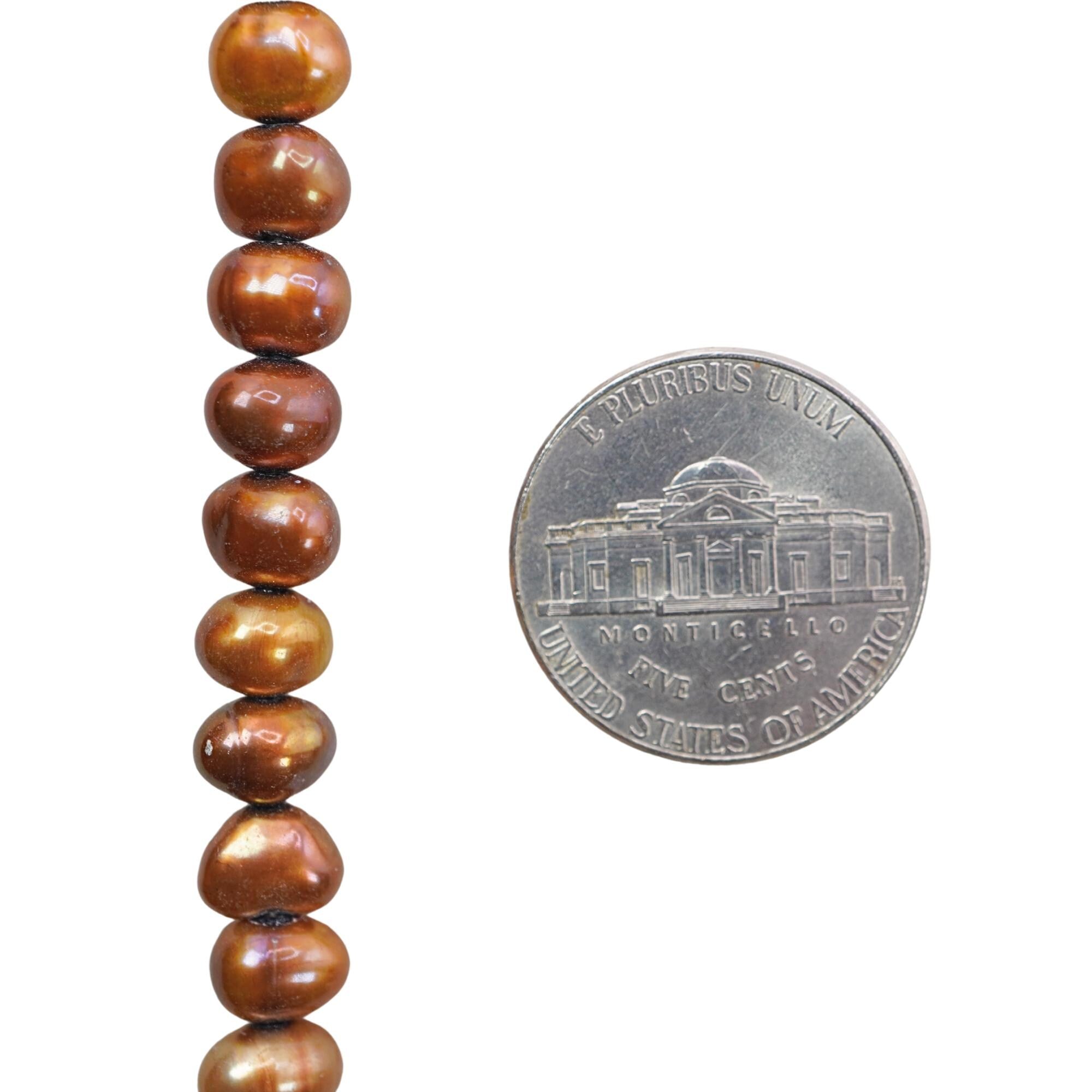 Golden Freshwater Pearl Potato Shape Beads Strand