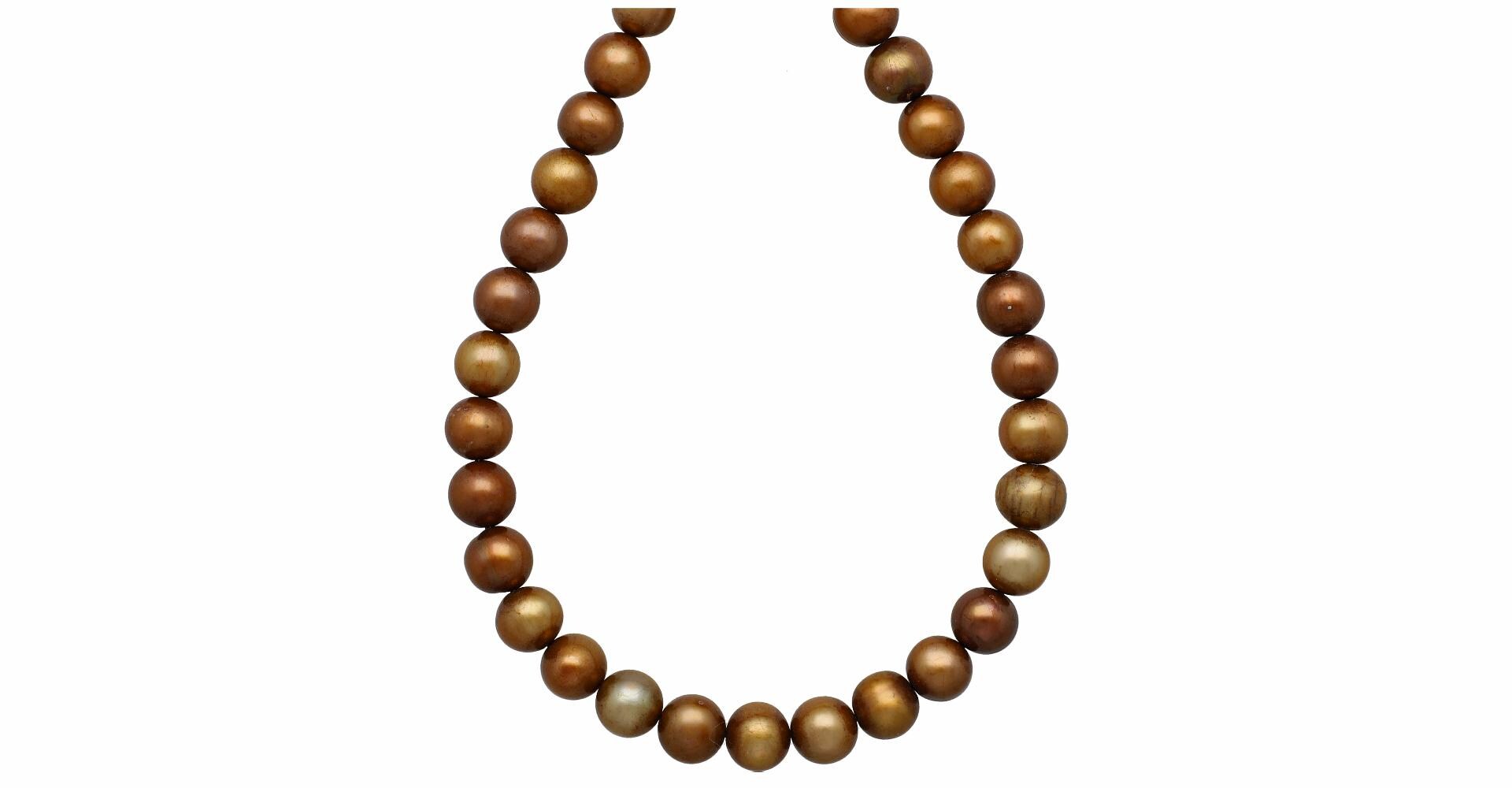 Golden Freshwater Pearl Round Shape Beads Strand