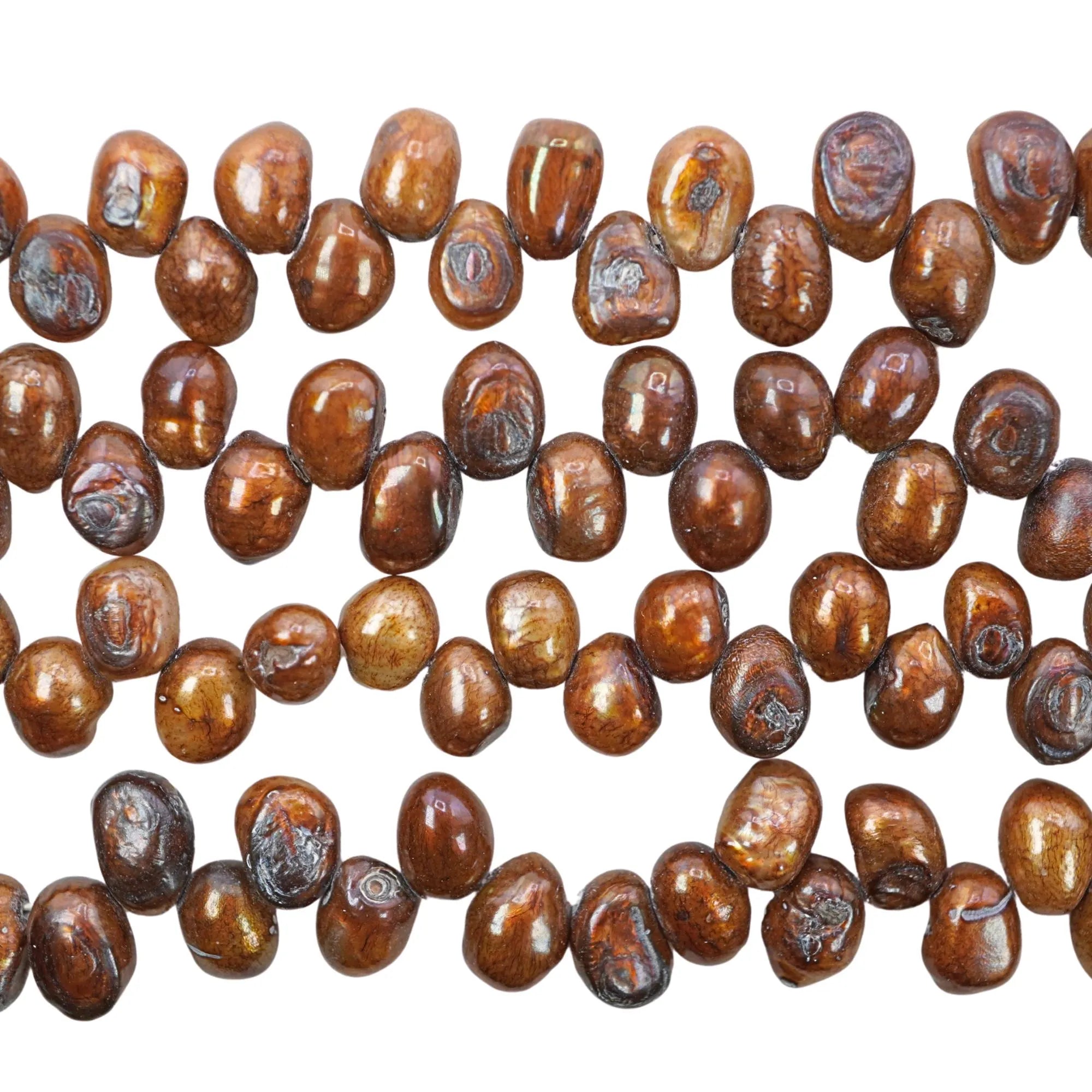Golden Freshwater Pearls Potato Shape Beads Strand 